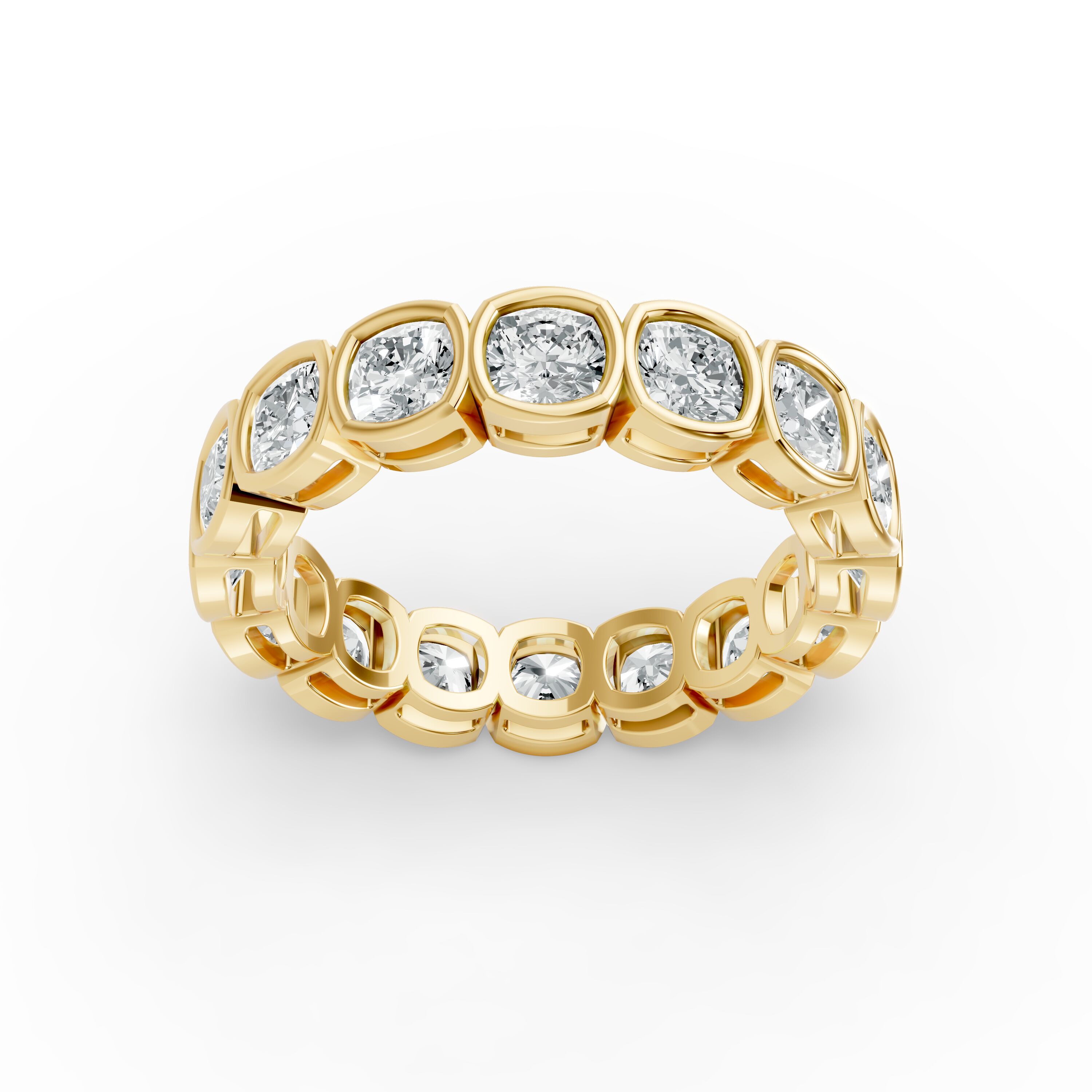 Cushion Shape Diamond Eternity Bands in Gold