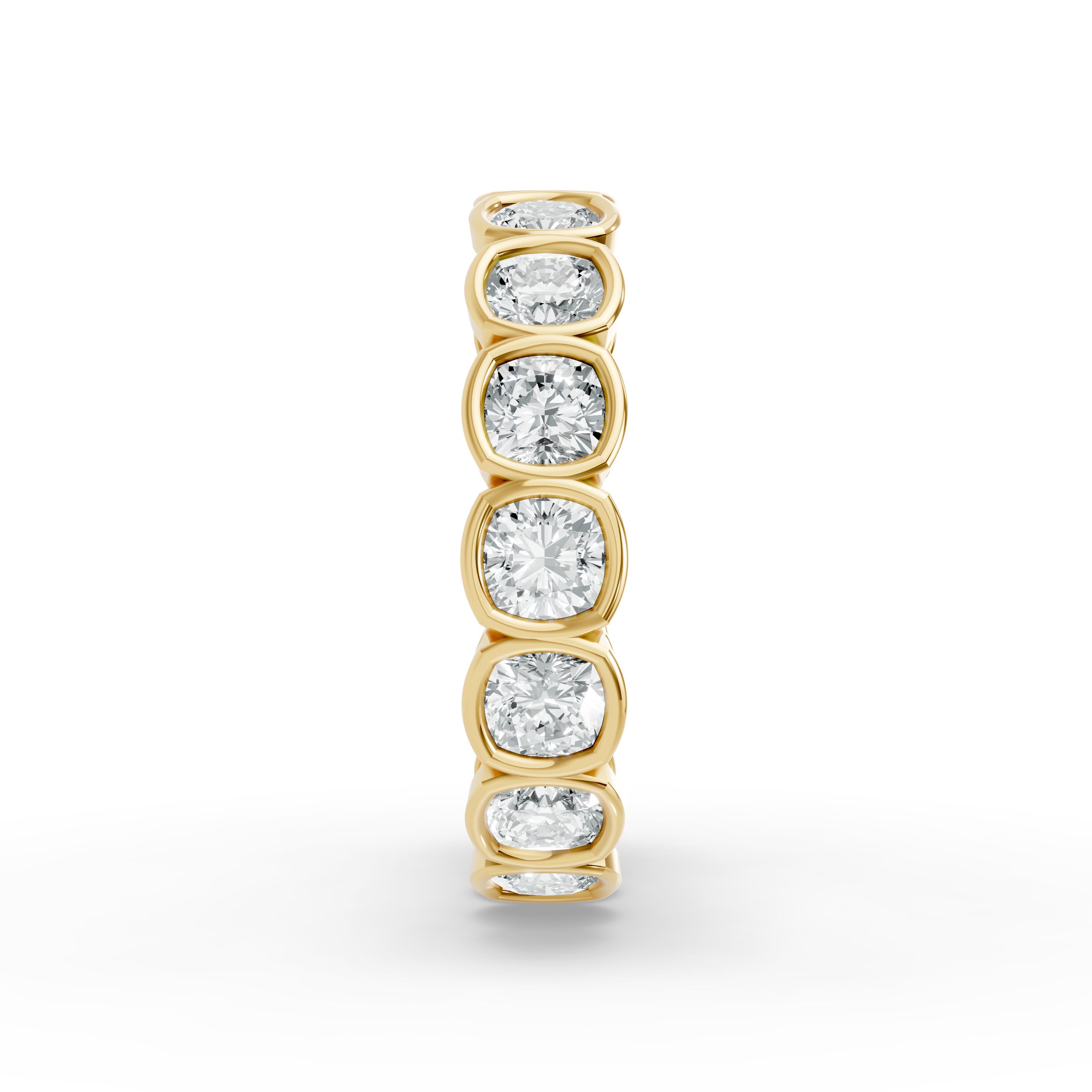 Cushion Shape Diamond Eternity Bands in Gold