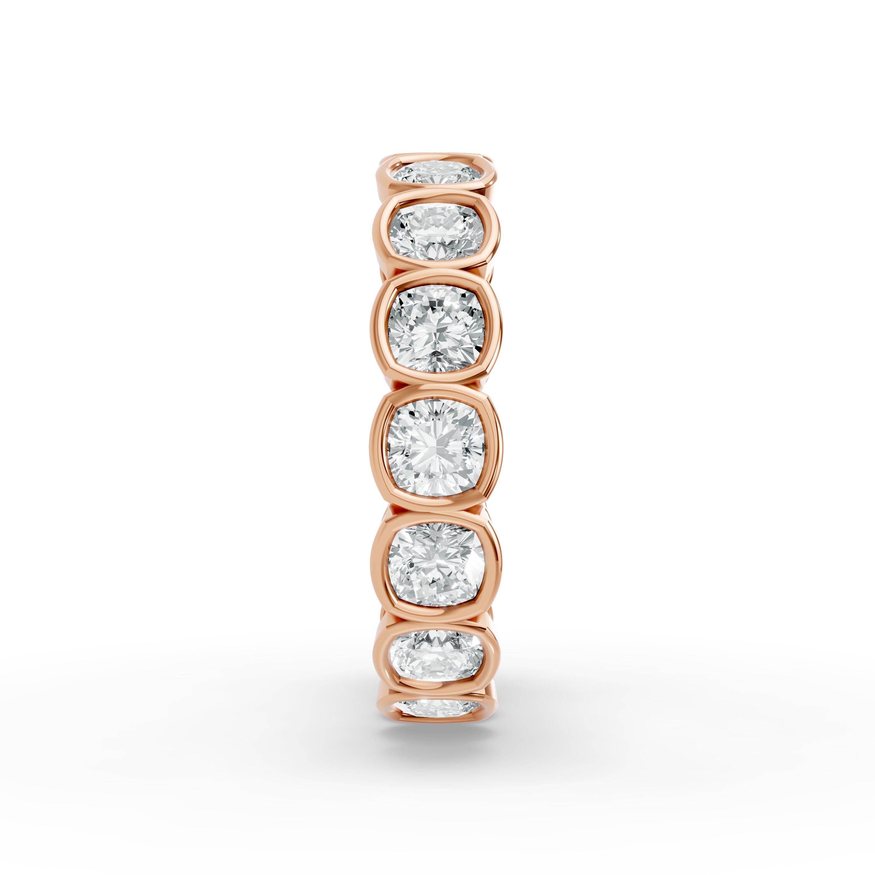 Cushion Shape Diamond Eternity Bands in Gold