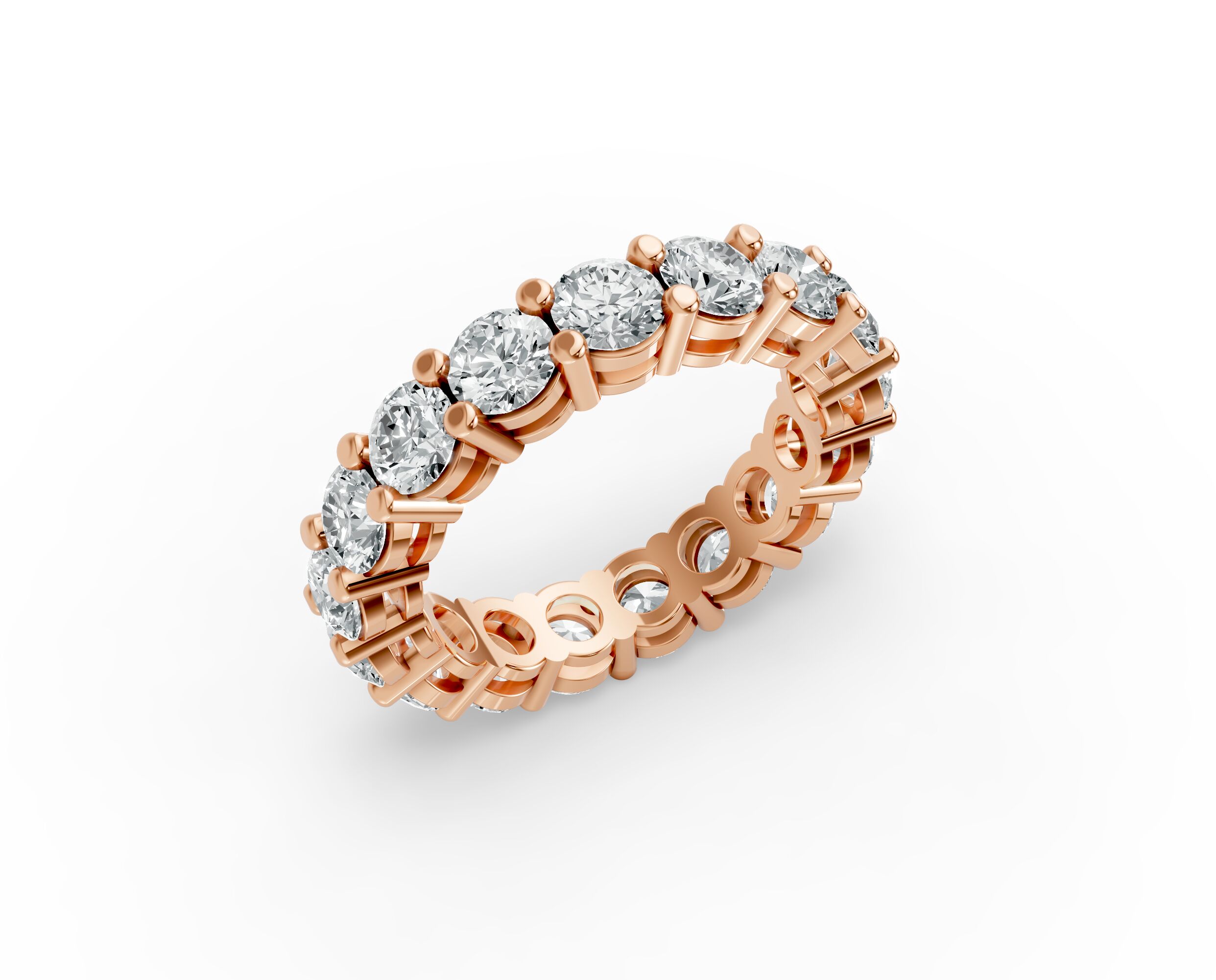 Round Shape Diamond Eternity Bands in Gold