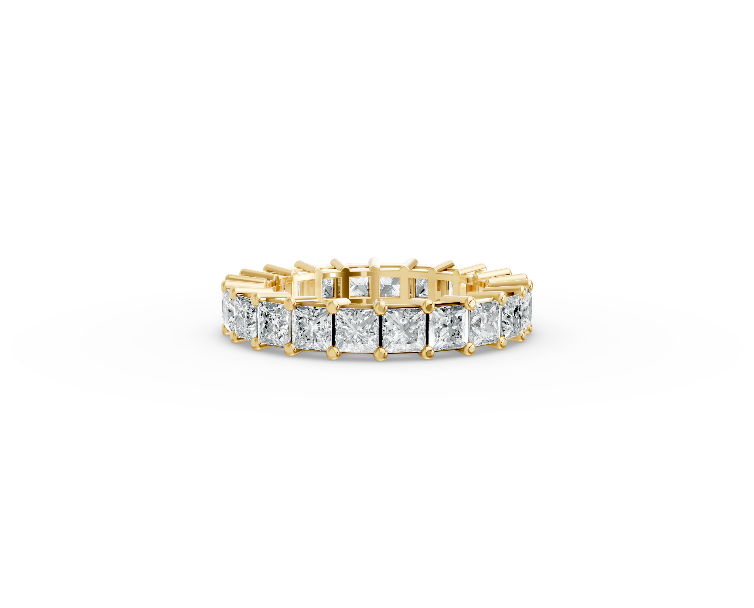 Princess Shape Diamond Eternity Bands in Gold