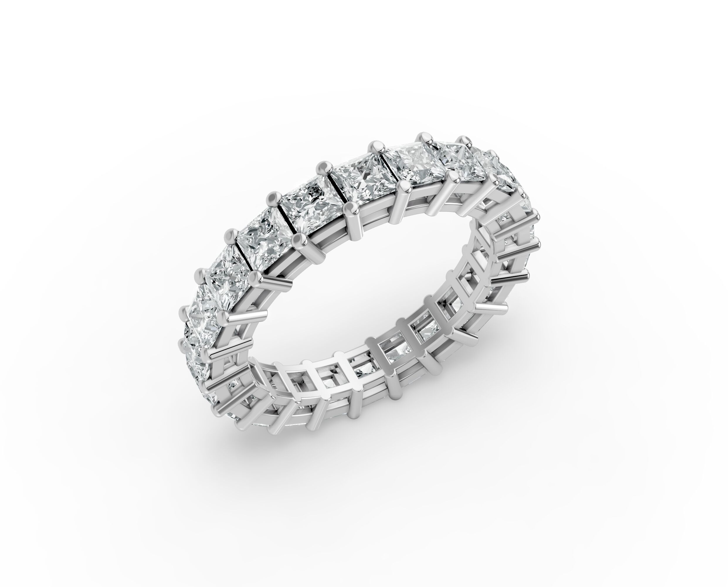 Princess Shape Diamond Eternity Bands in Gold