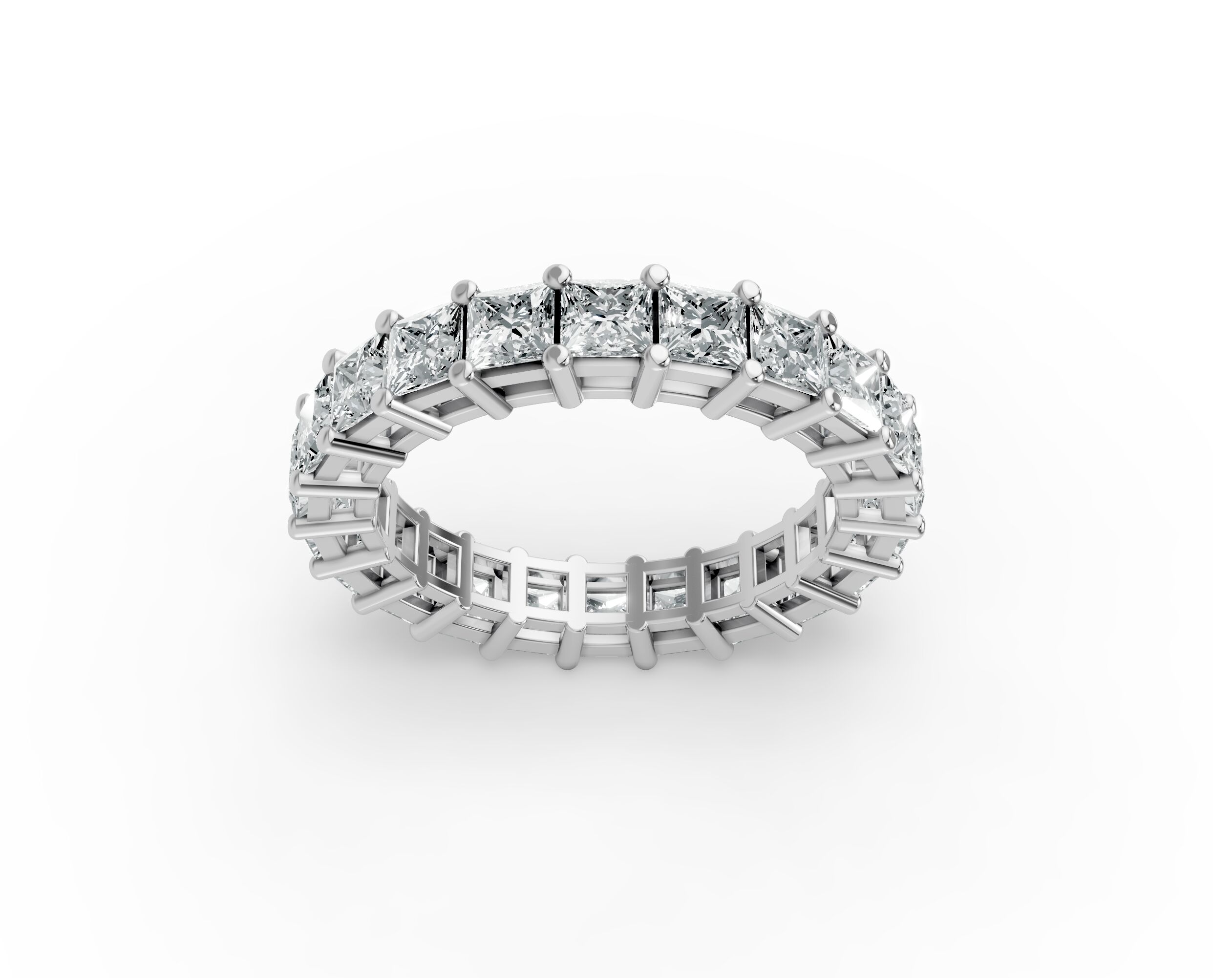 Princess Shape Diamond Eternity Bands in Gold