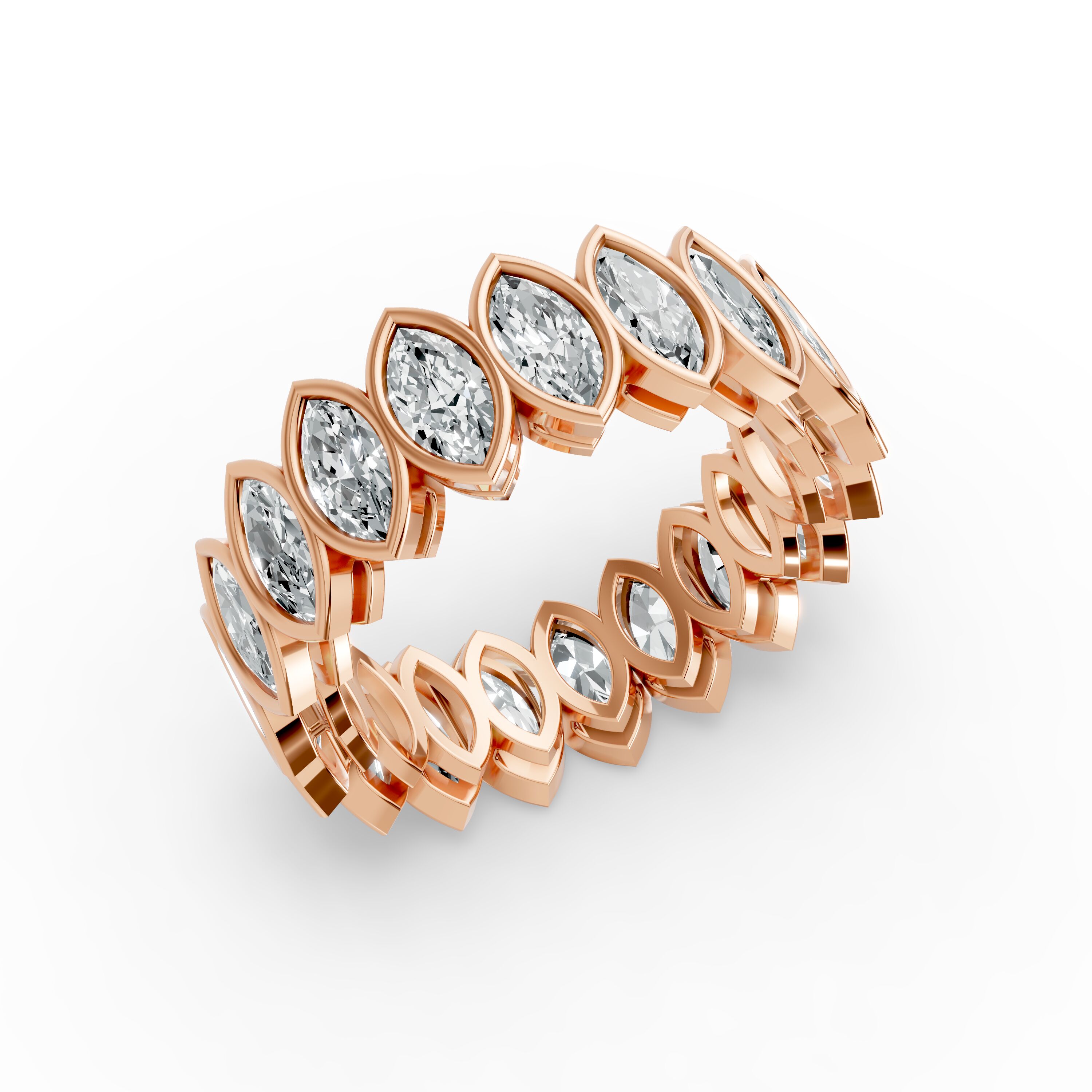 Marquise Shape Diamond Eternity Bands in Gold