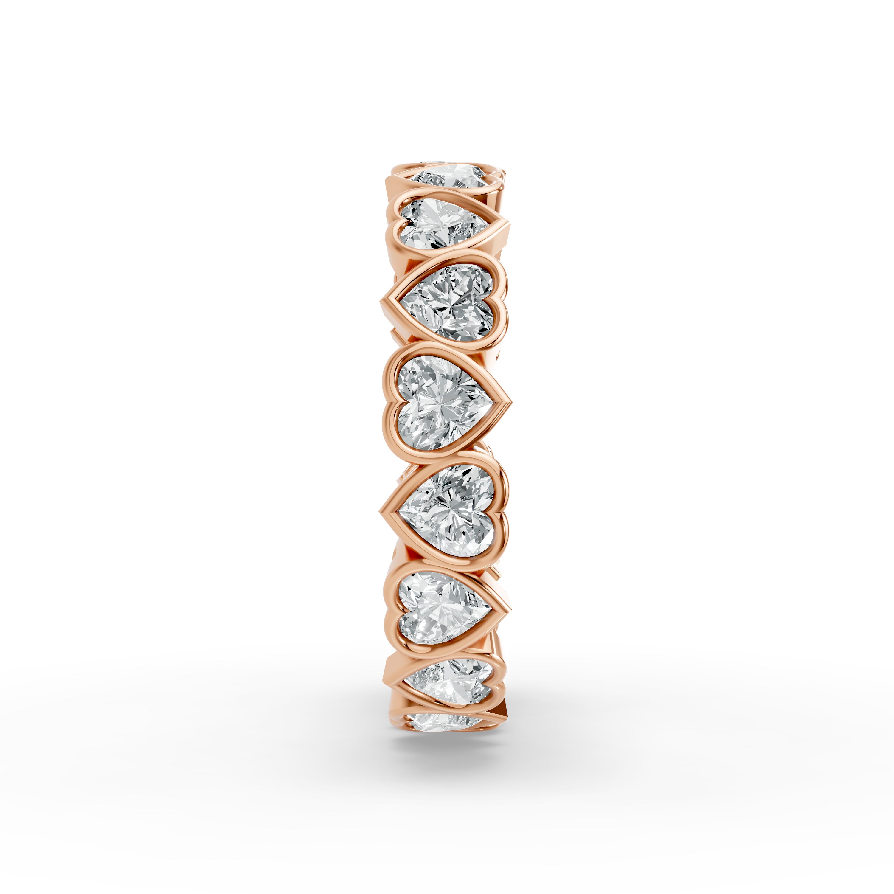 Heart Shape Diamond Eternity Bands in Gold