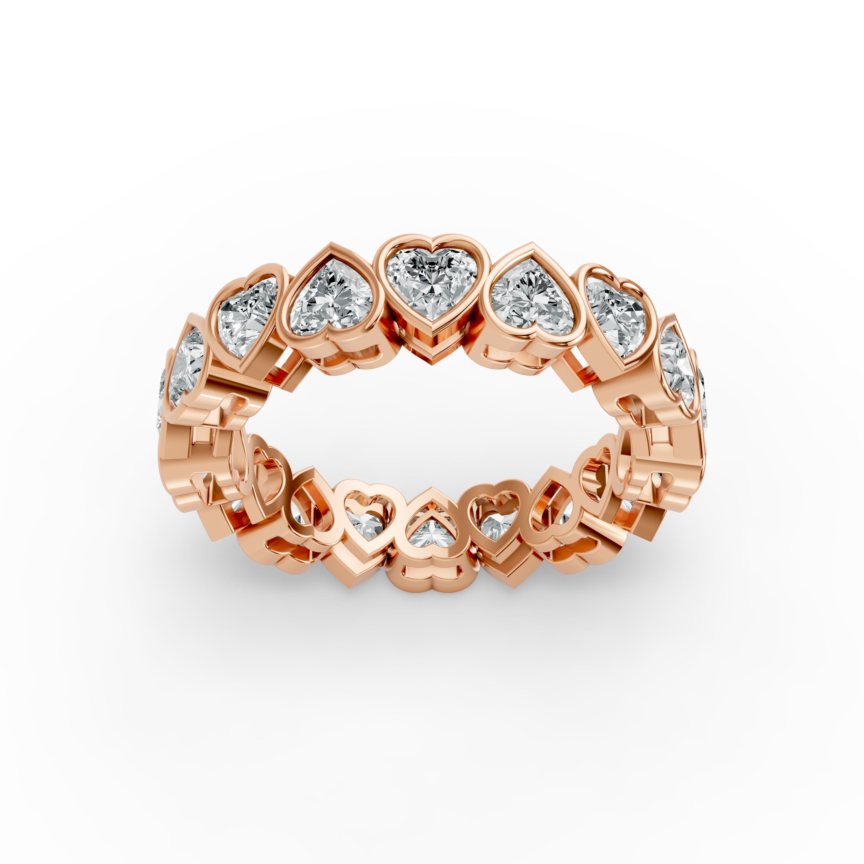 Heart Shape Diamond Eternity Bands in Gold