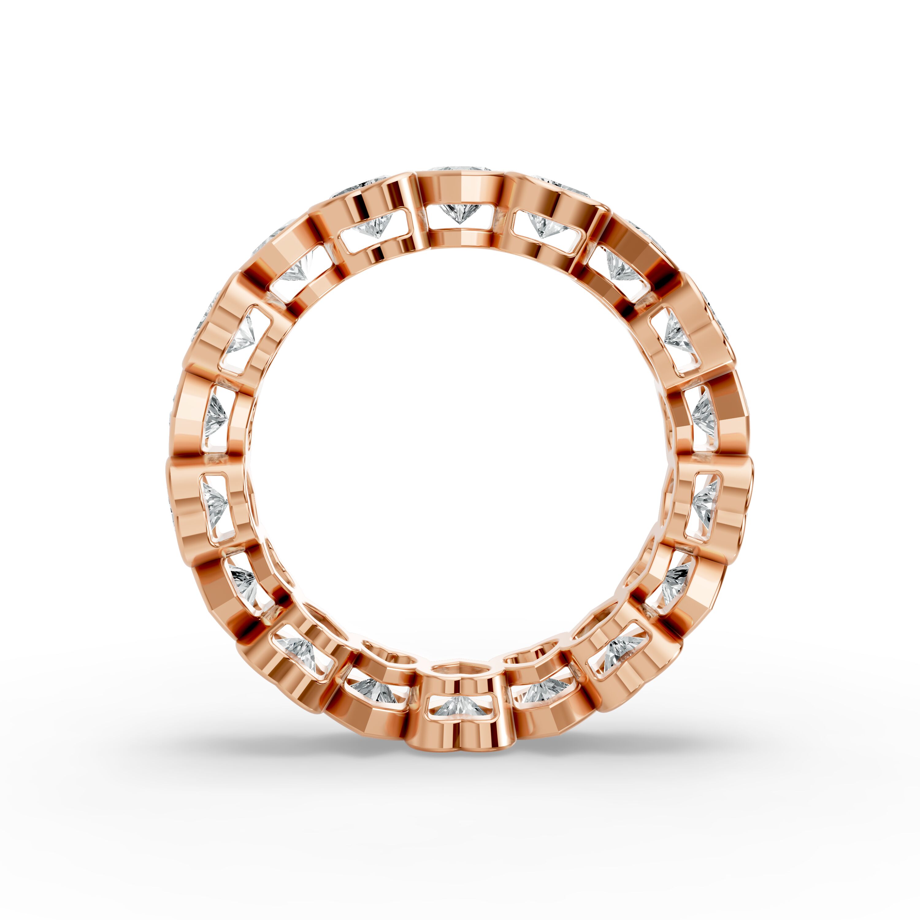 Heart Shape Diamond Eternity Bands in Gold