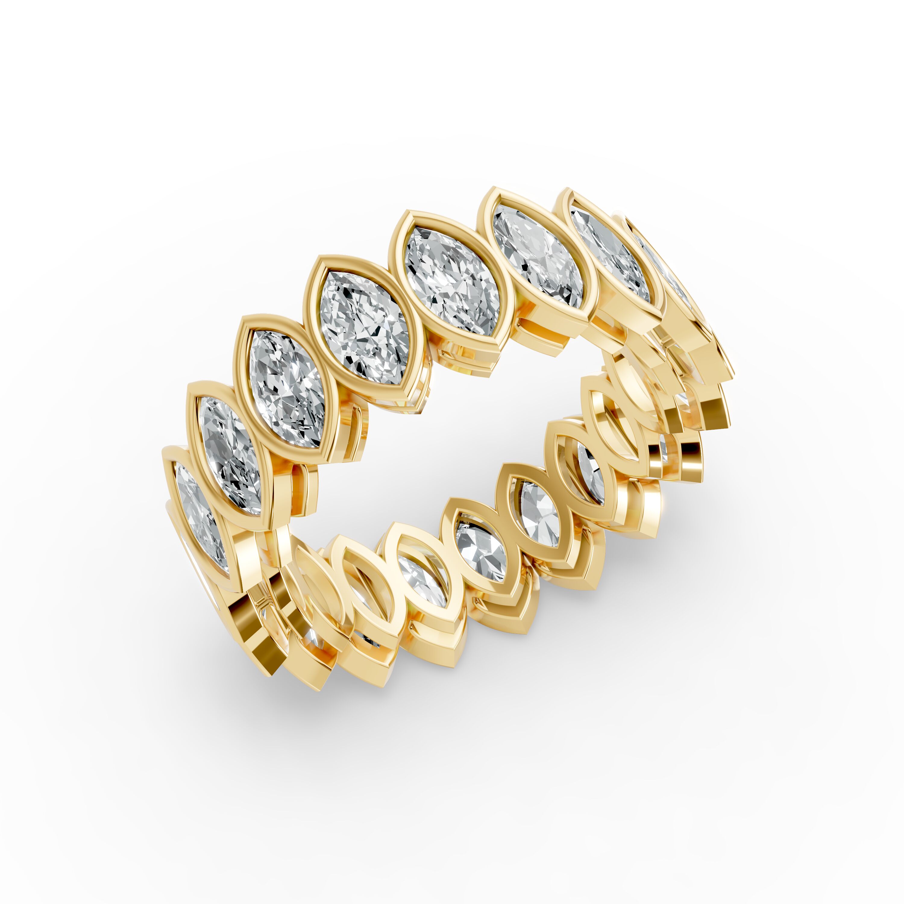 Marquise Shape Diamond Eternity Bands in Gold