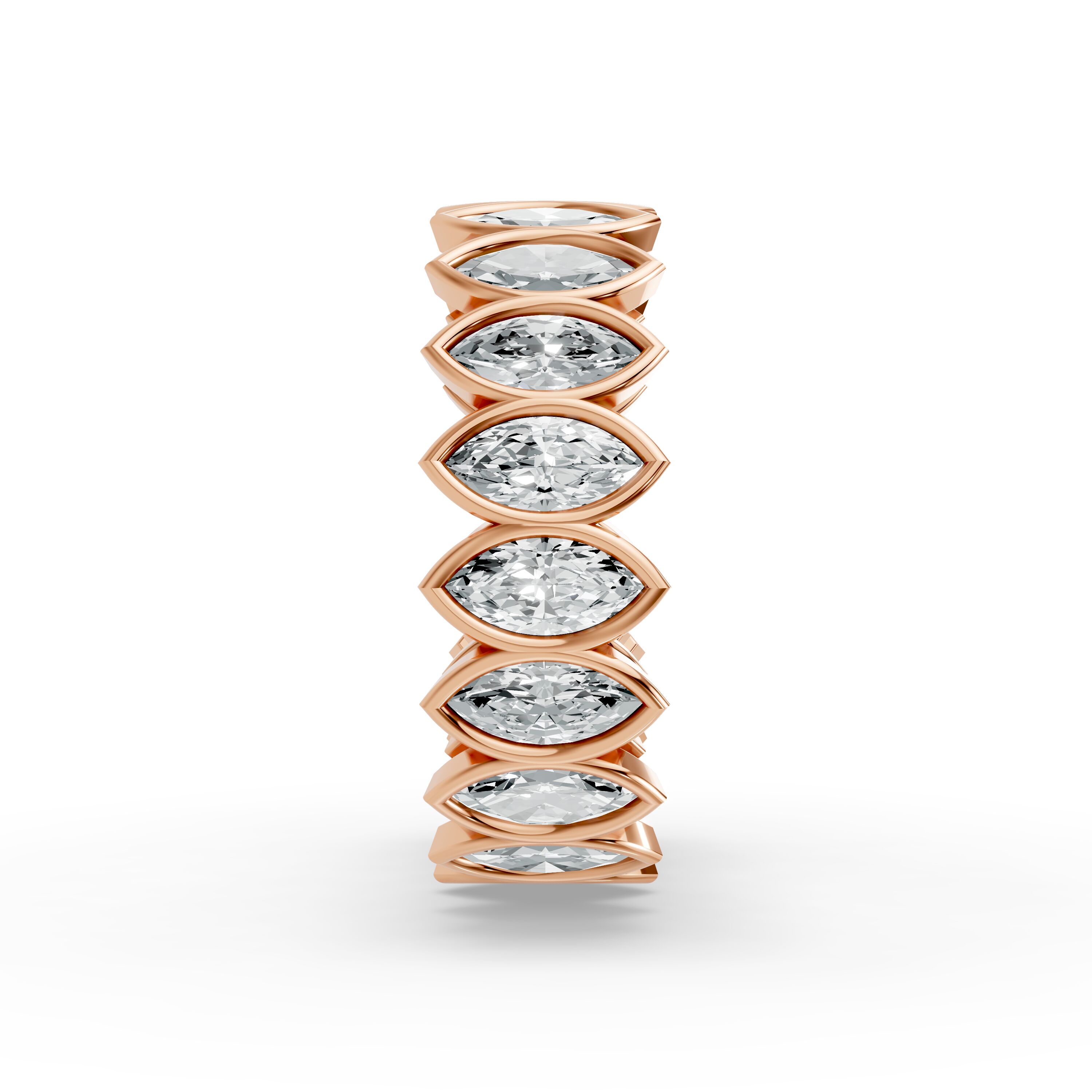 Marquise Shape Diamond Eternity Bands in Gold