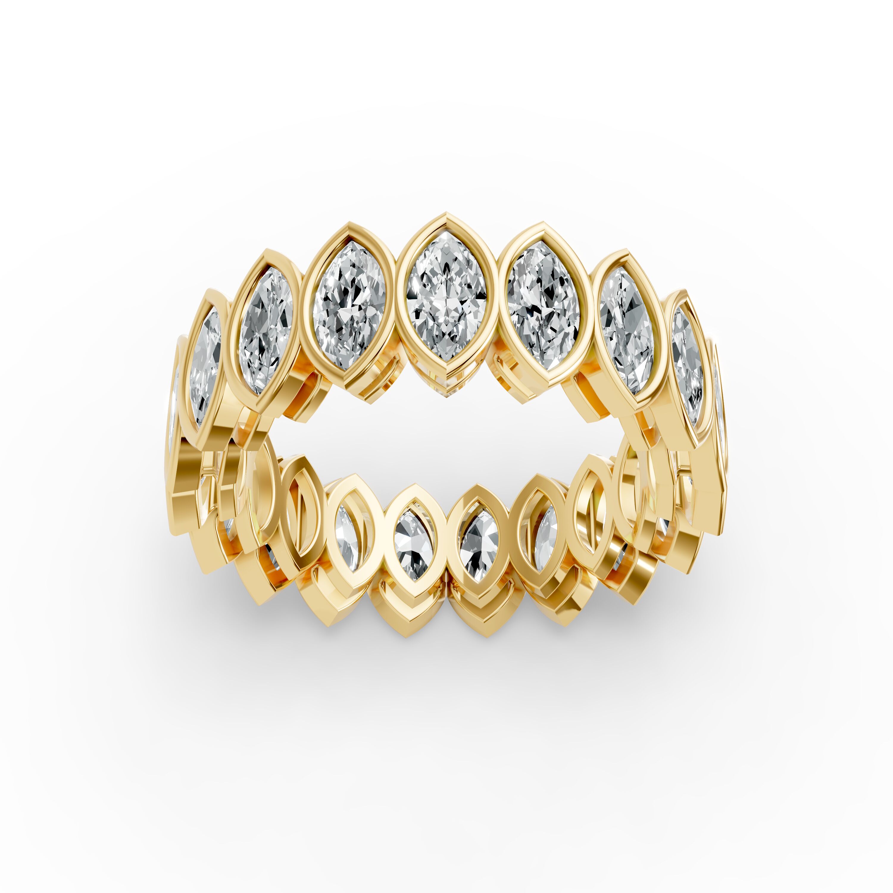 Marquise Shape Diamond Eternity Bands in Gold