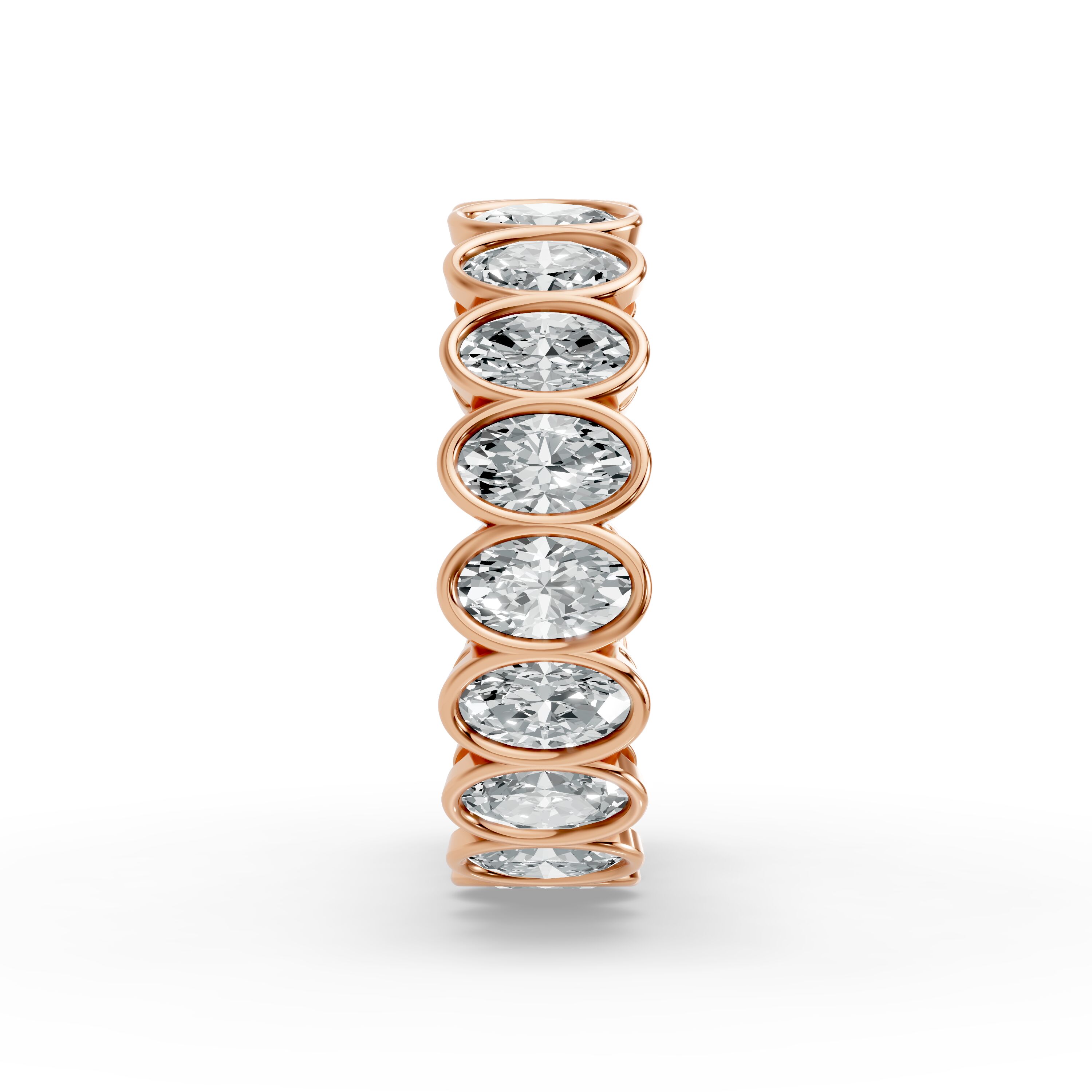 Oval Shape Diamond Eternity Bands in Gold