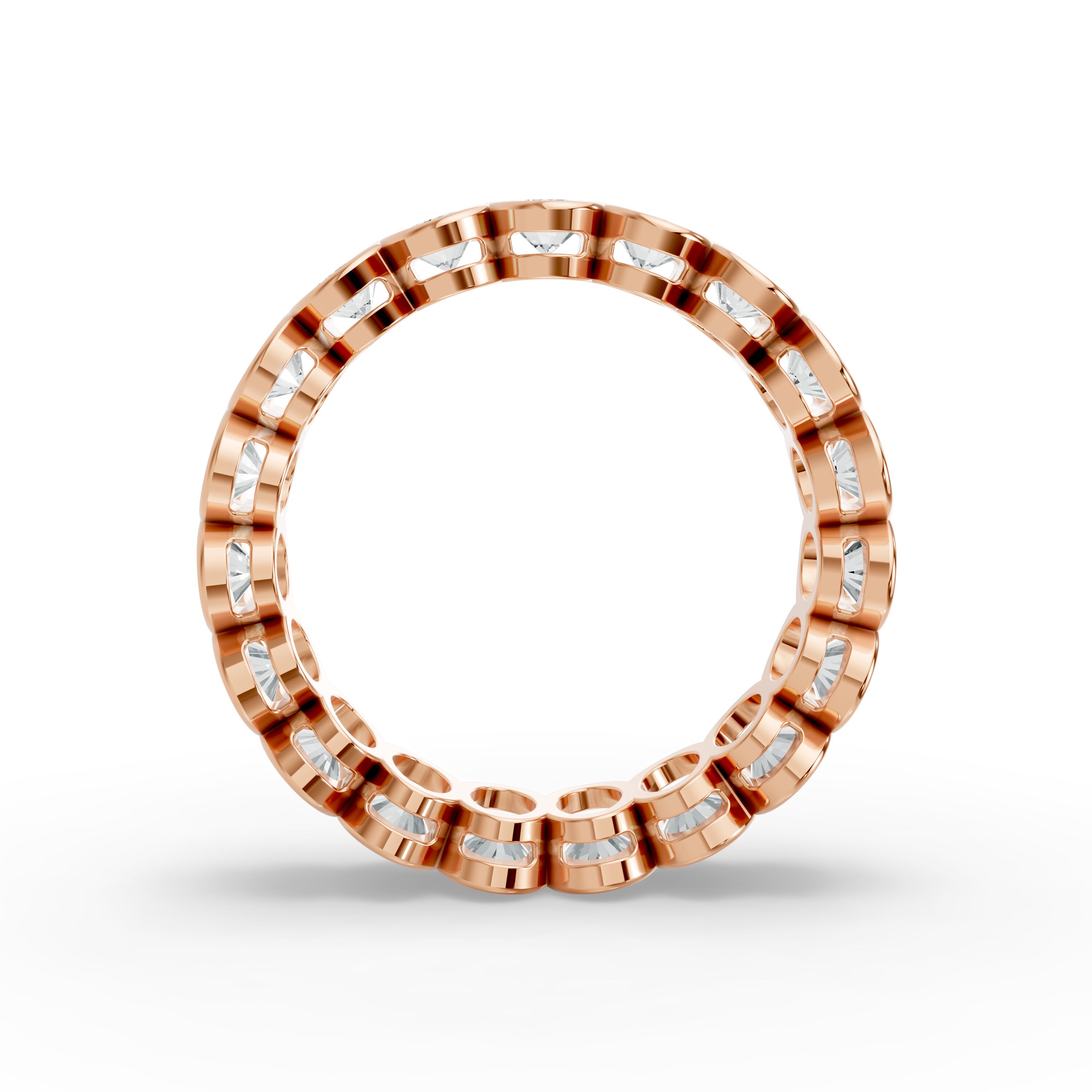Oval Shape Diamond Eternity Bands in Gold