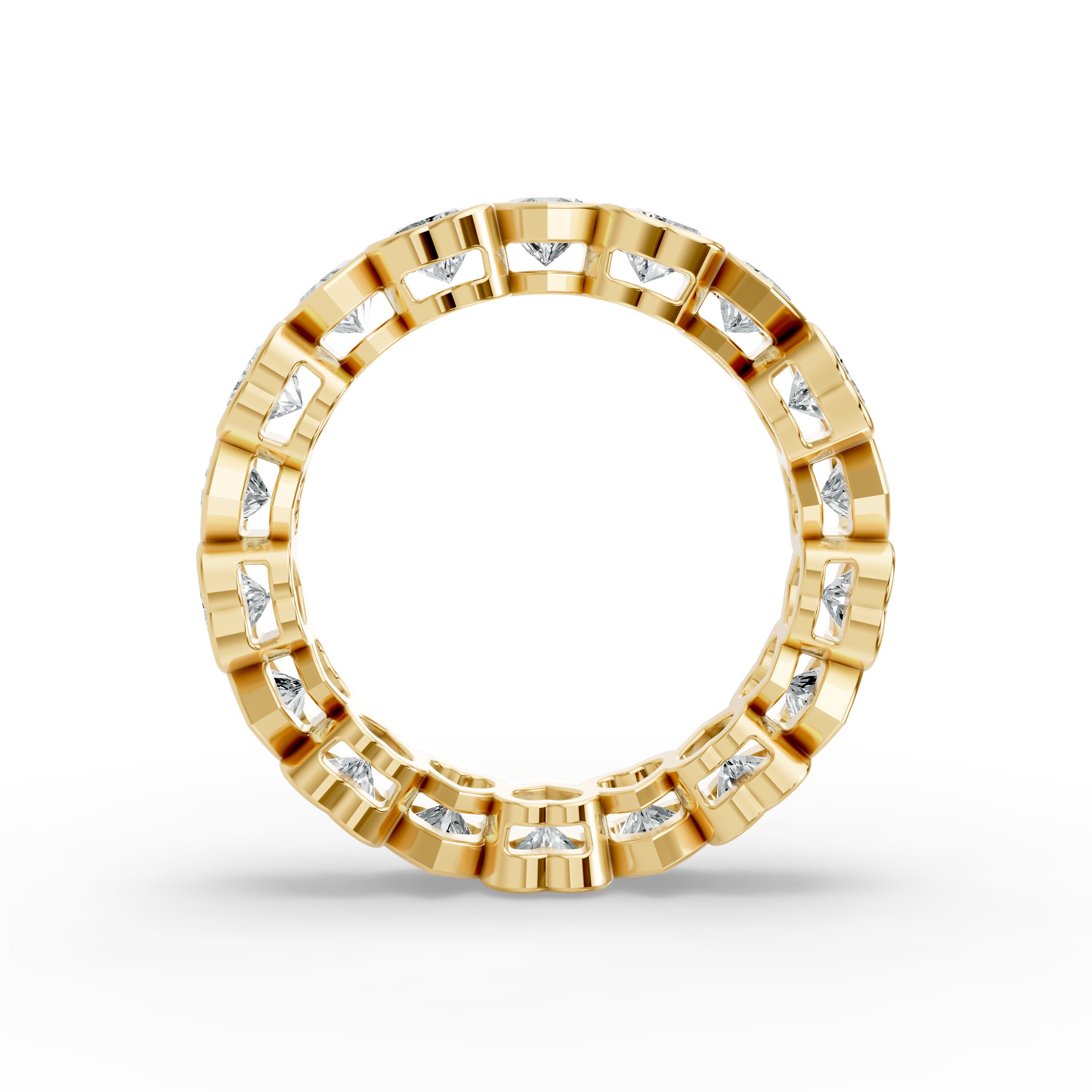 Heart Shape Diamond Eternity Bands in Gold