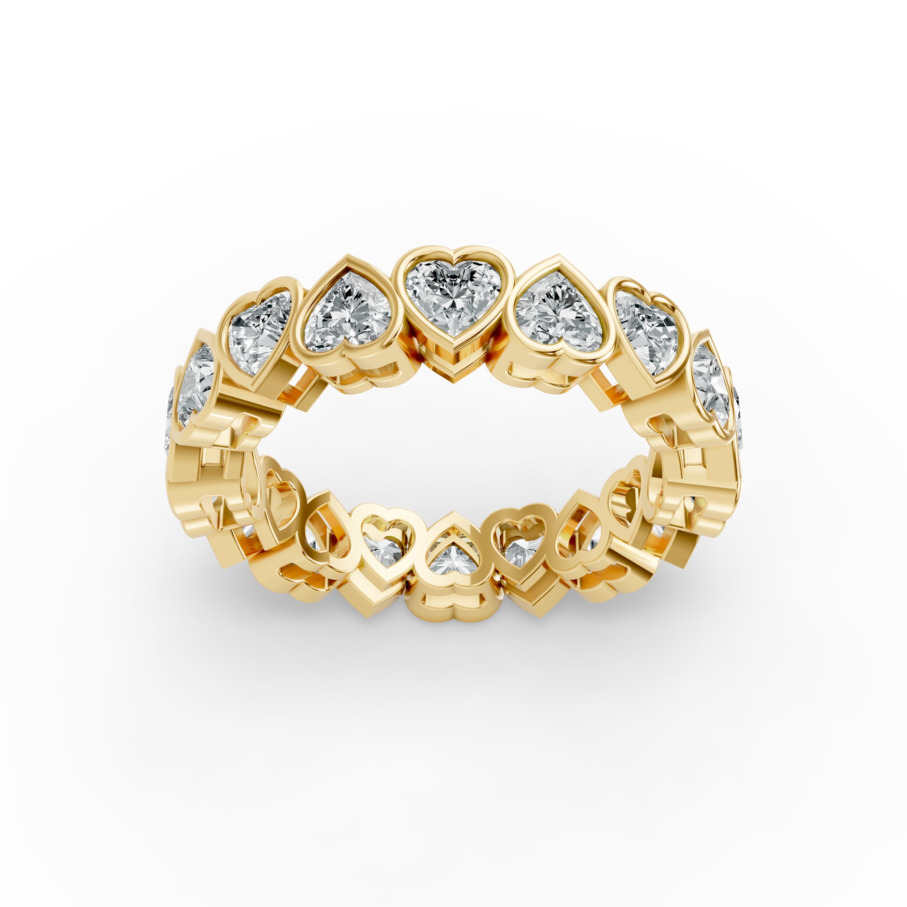 Heart Shape Diamond Eternity Bands in Gold