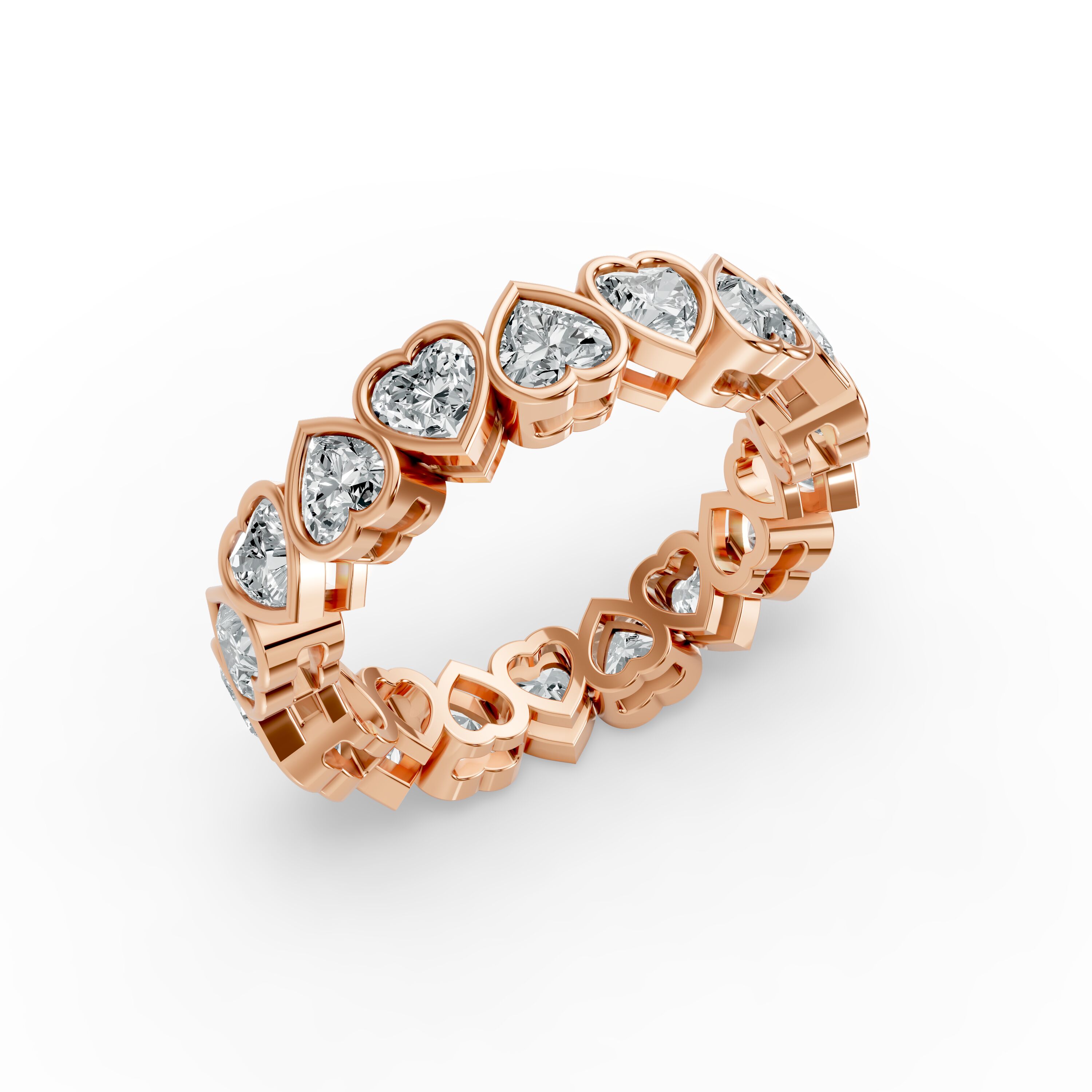 Heart Shape Diamond Eternity Bands in Gold