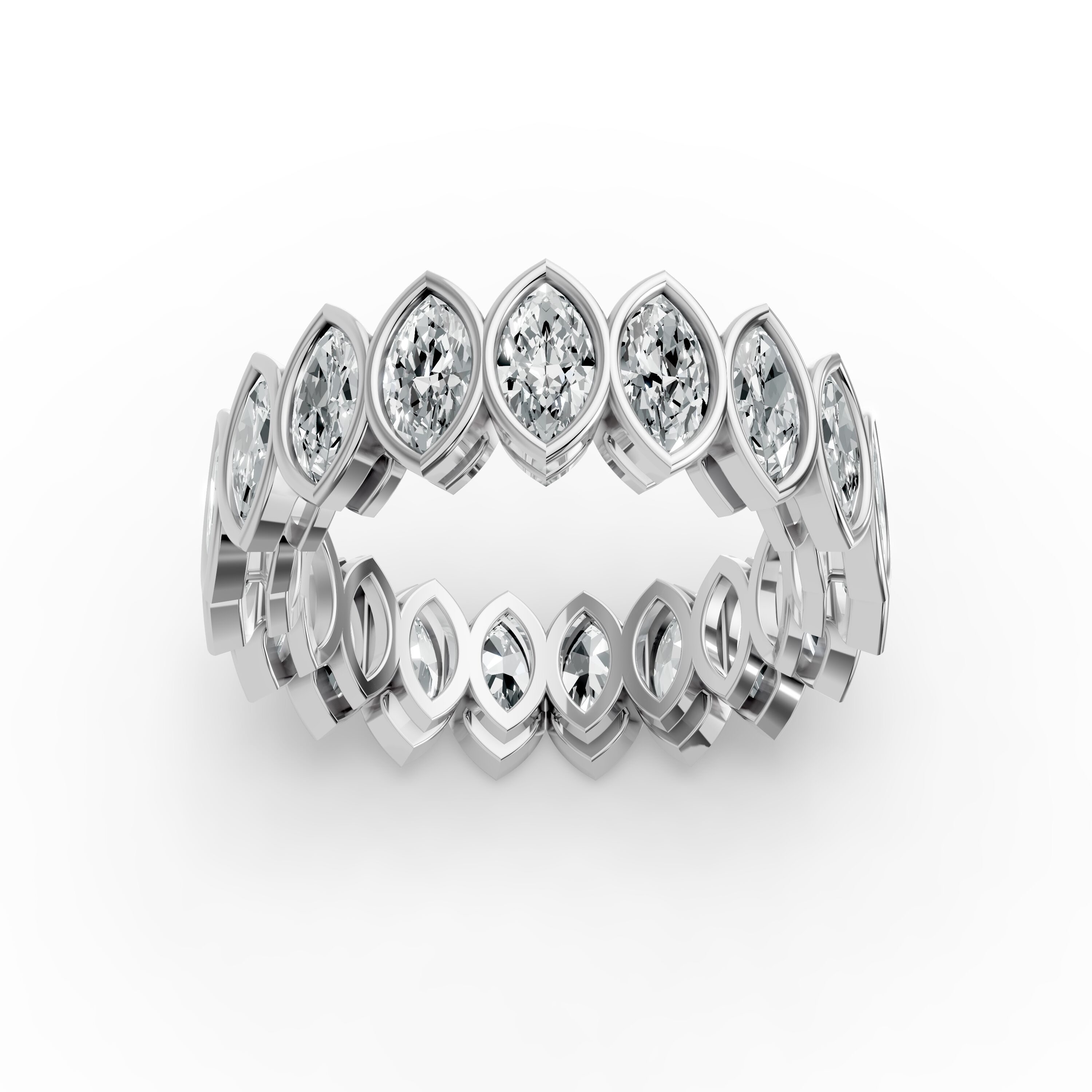 Marquise Shape Diamond Eternity Bands in Gold