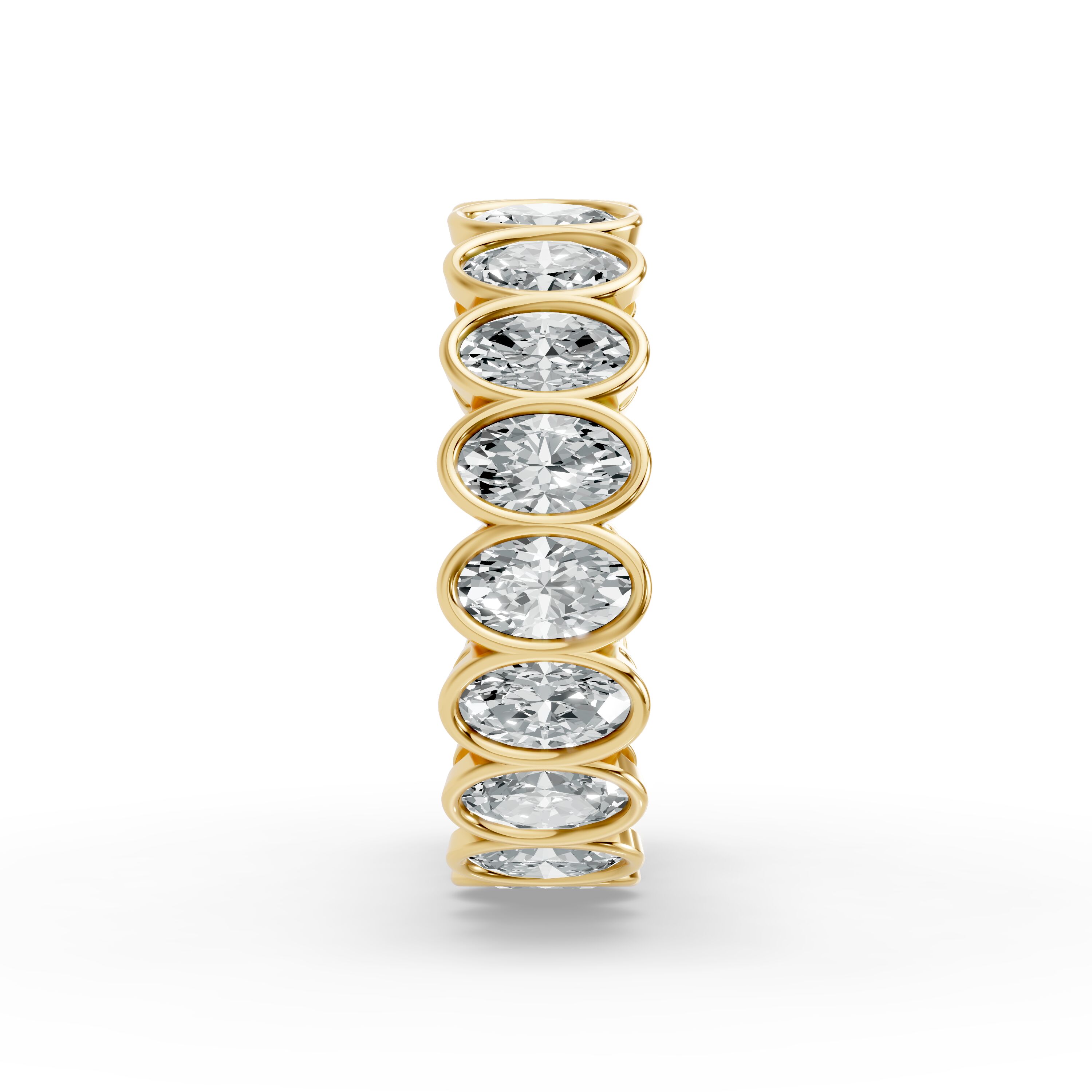 Oval Shape Diamond Eternity Bands in Gold