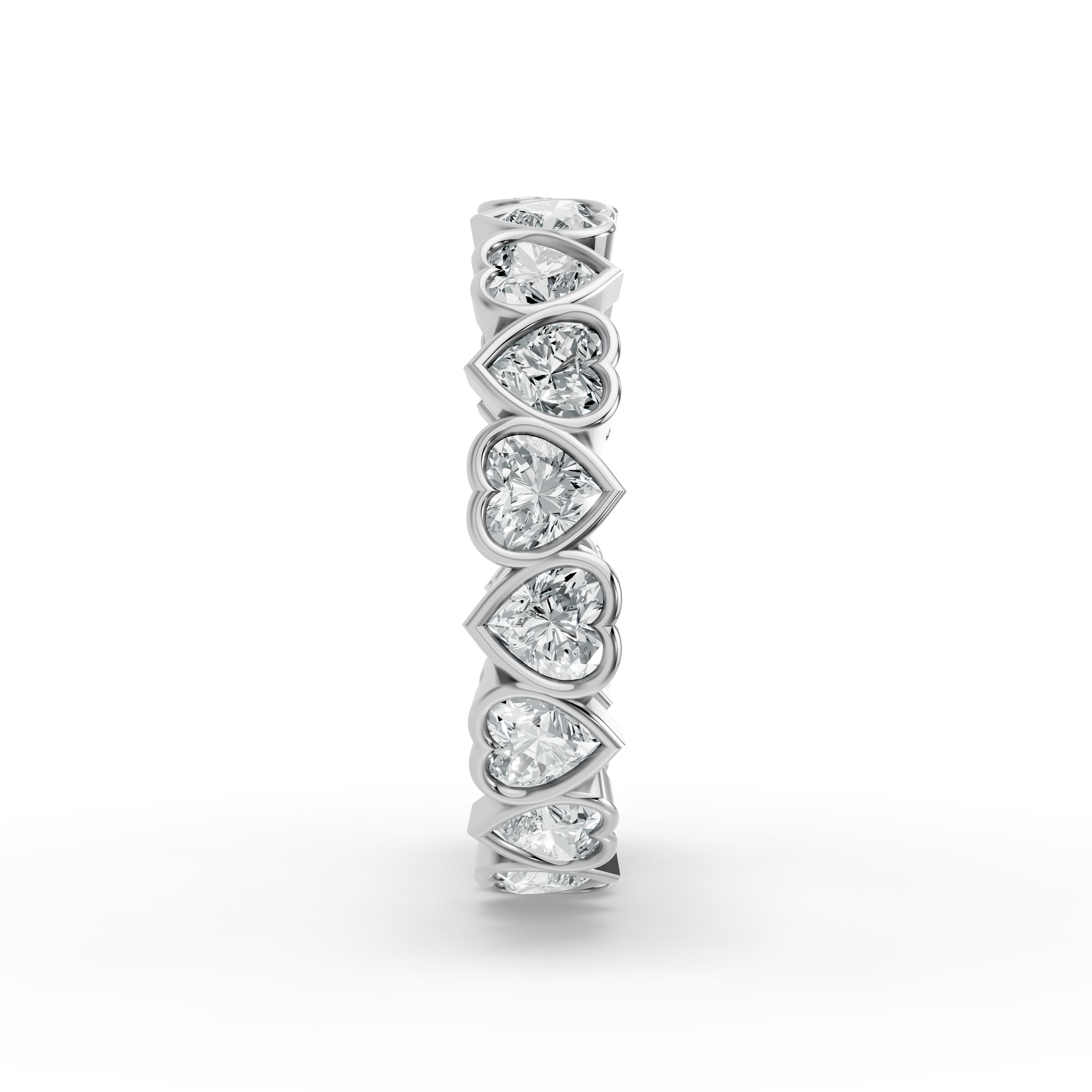 Heart Shape Diamond Eternity Bands in Gold