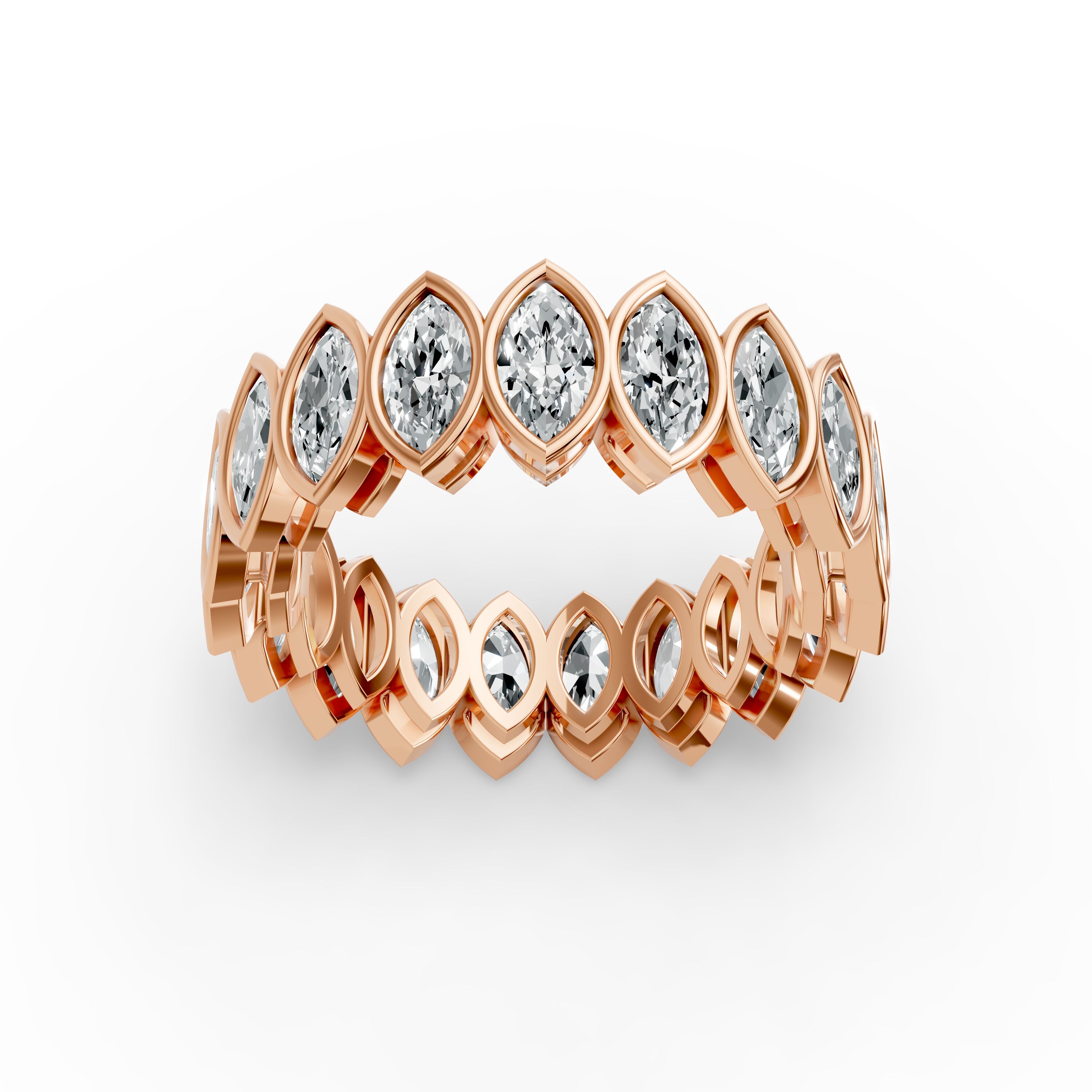 Marquise Shape Diamond Eternity Bands in Gold