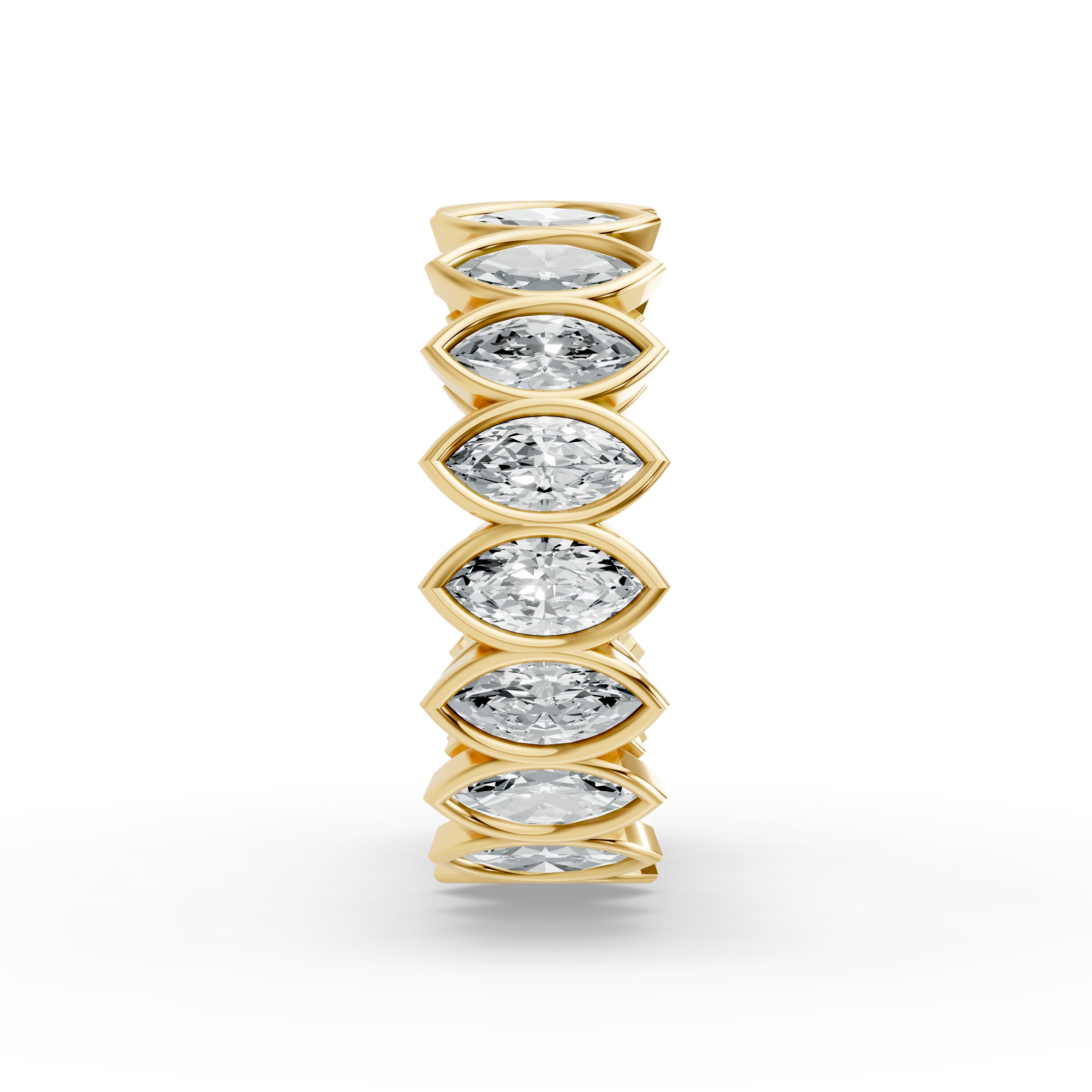 Marquise Shape Diamond Eternity Bands in Gold