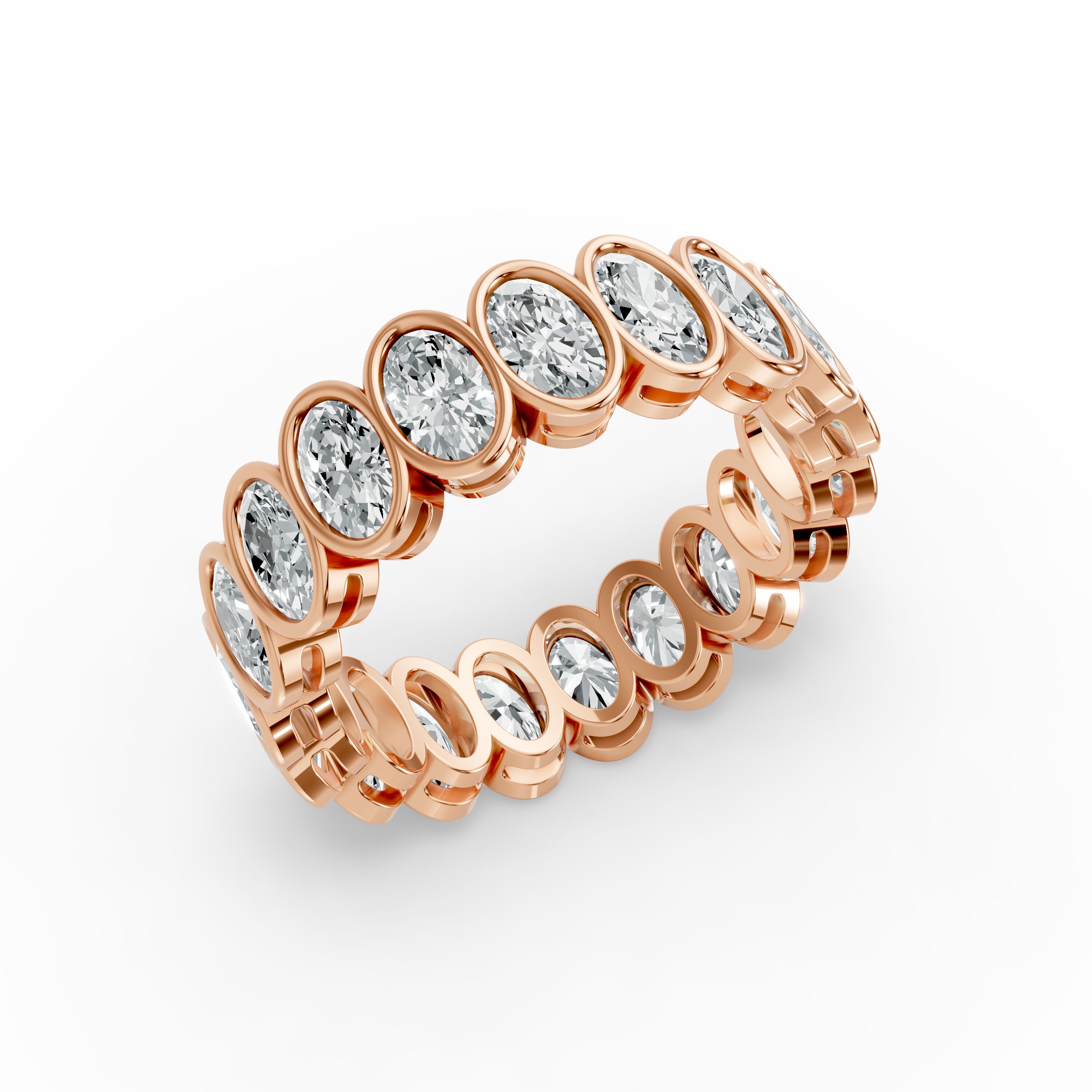 Oval Shape Diamond Eternity Bands in Gold