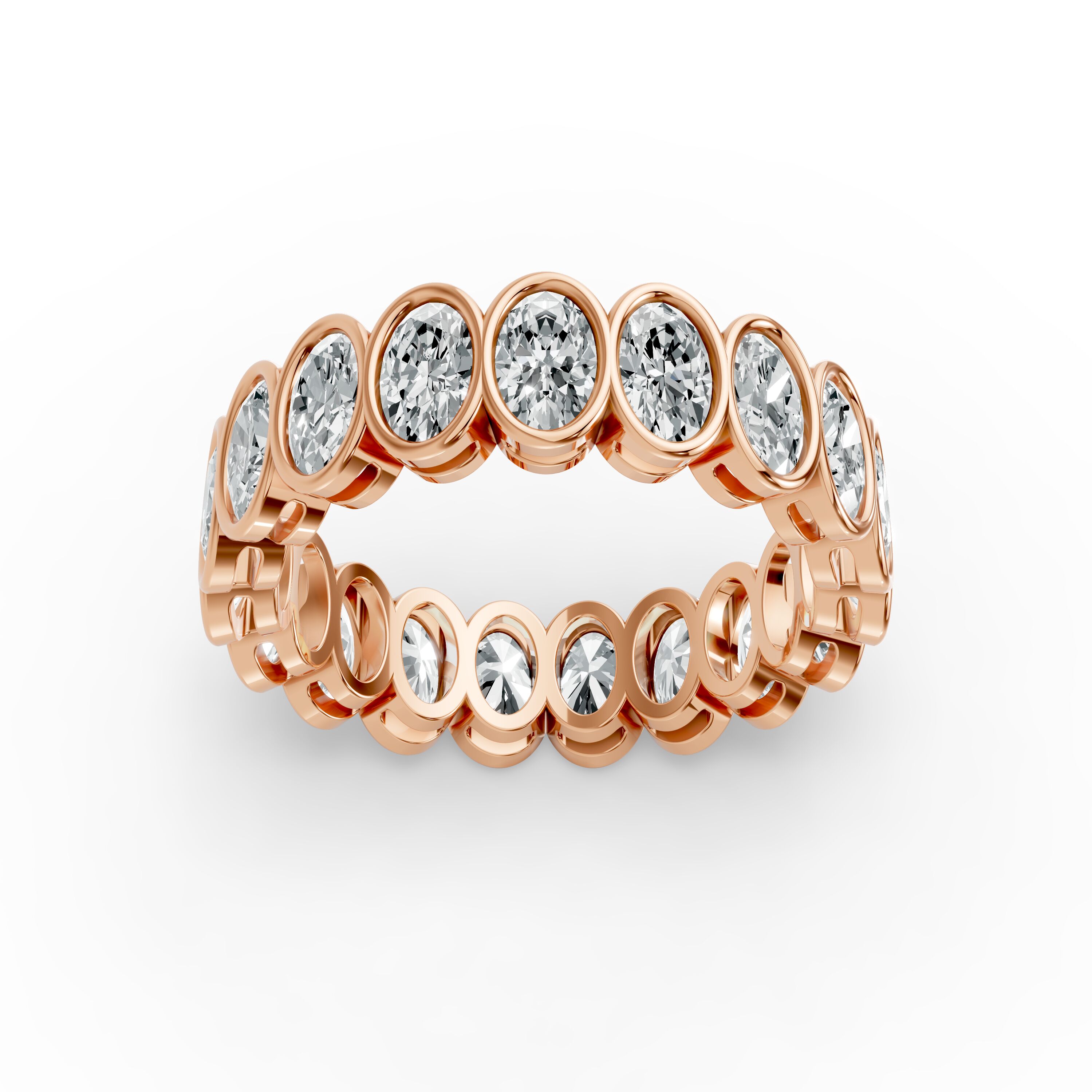 Oval Shape Diamond Eternity Bands in Gold