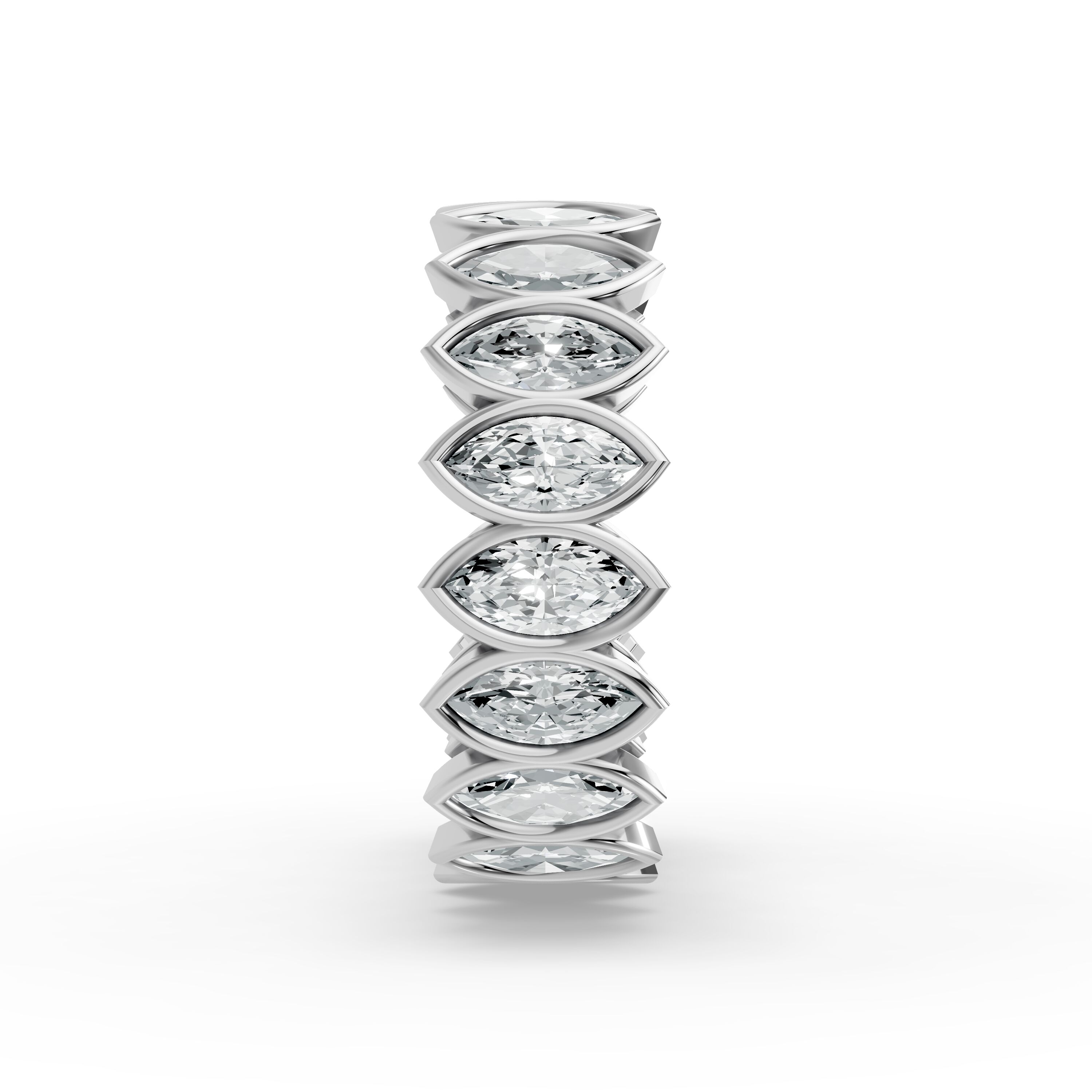 Marquise Shape Diamond Eternity Bands in Gold