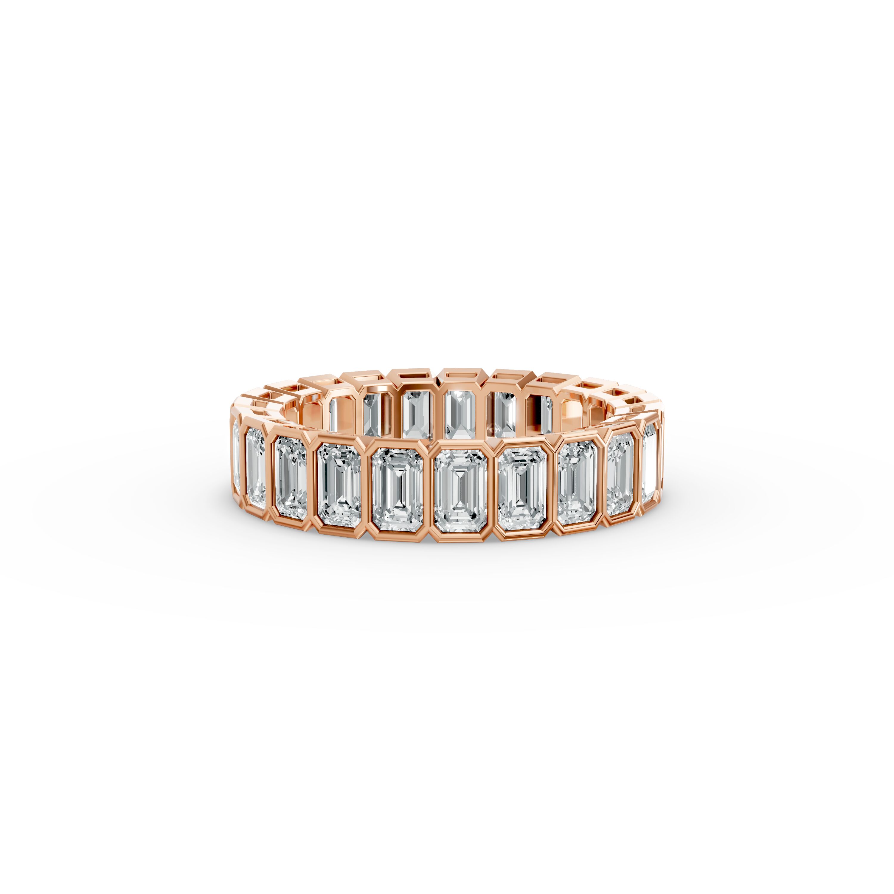 Emerald Shape Diamond Eternity Bands in Gold
