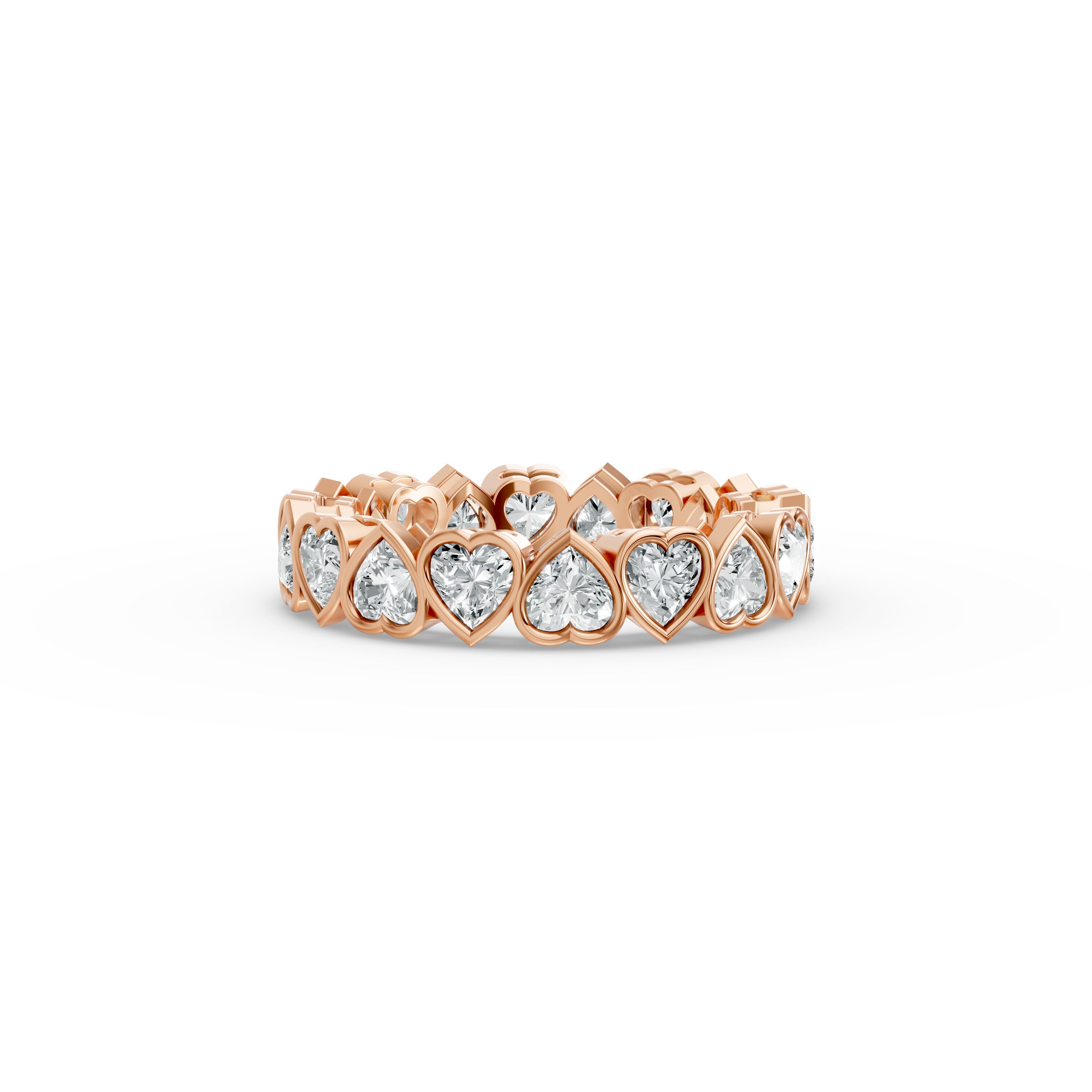 Heart Shape Diamond Eternity Bands in Gold
