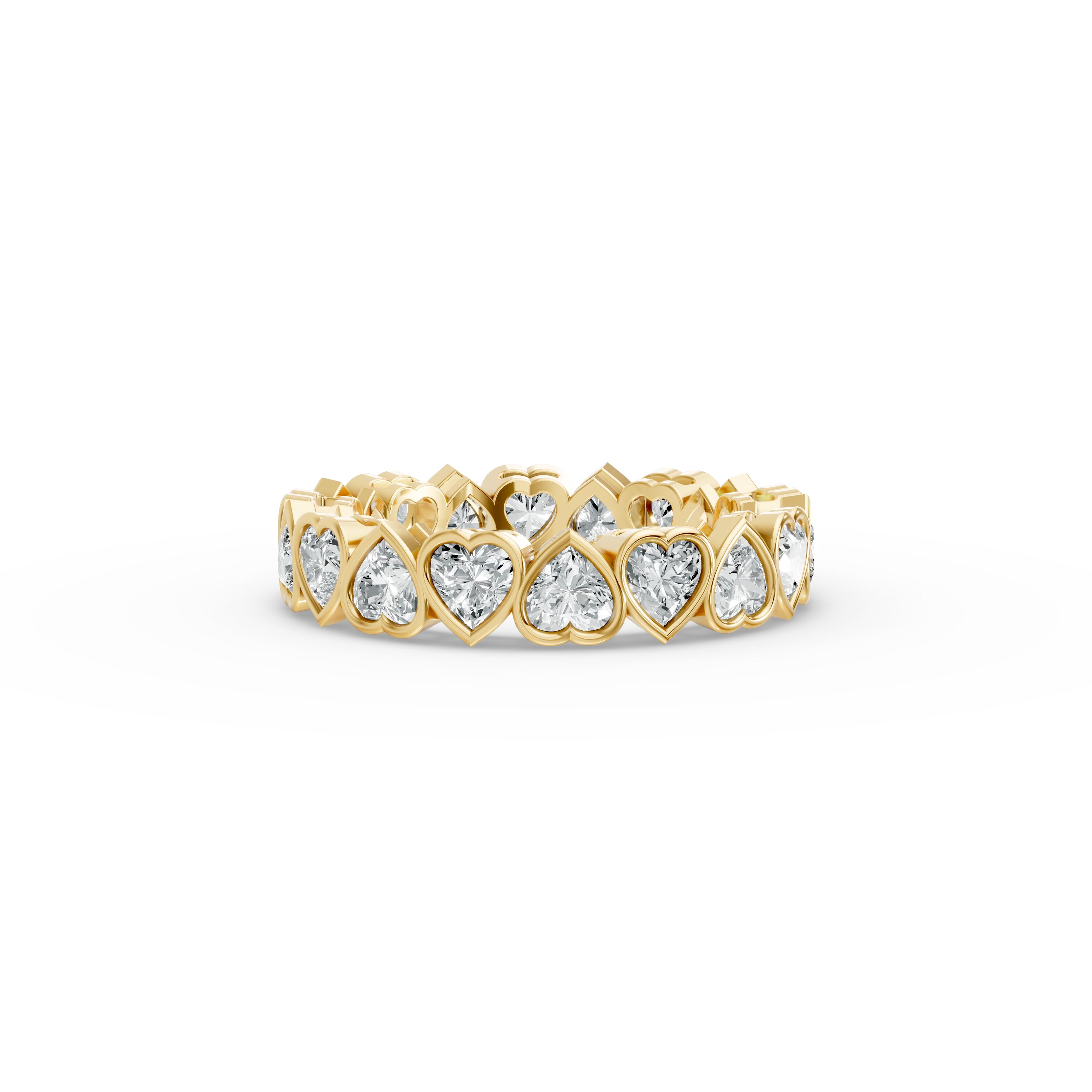 Heart Shape Diamond Eternity Bands in Gold
