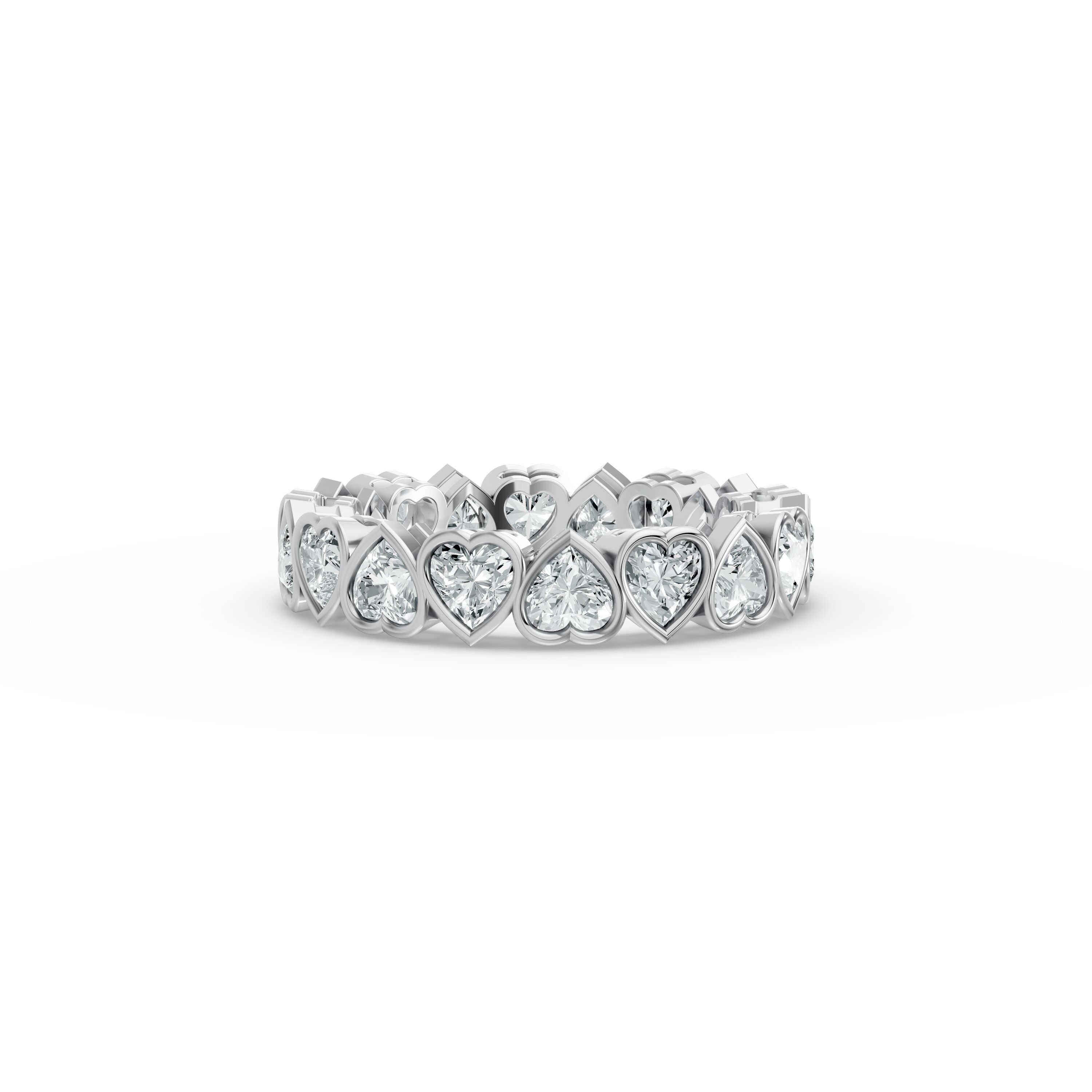 Heart Shape Diamond Eternity Bands in Gold