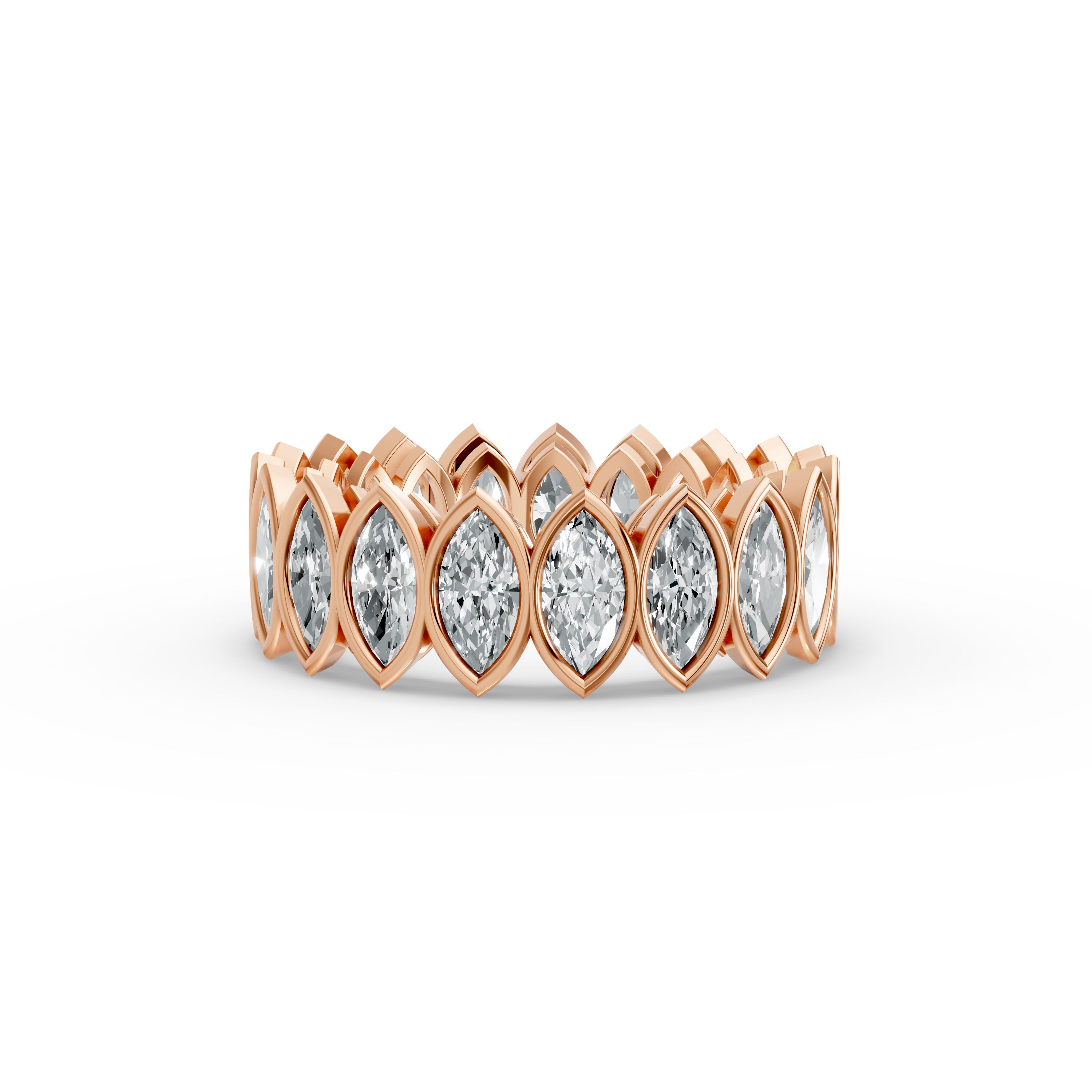 Marquise Shape Diamond Eternity Bands in Gold