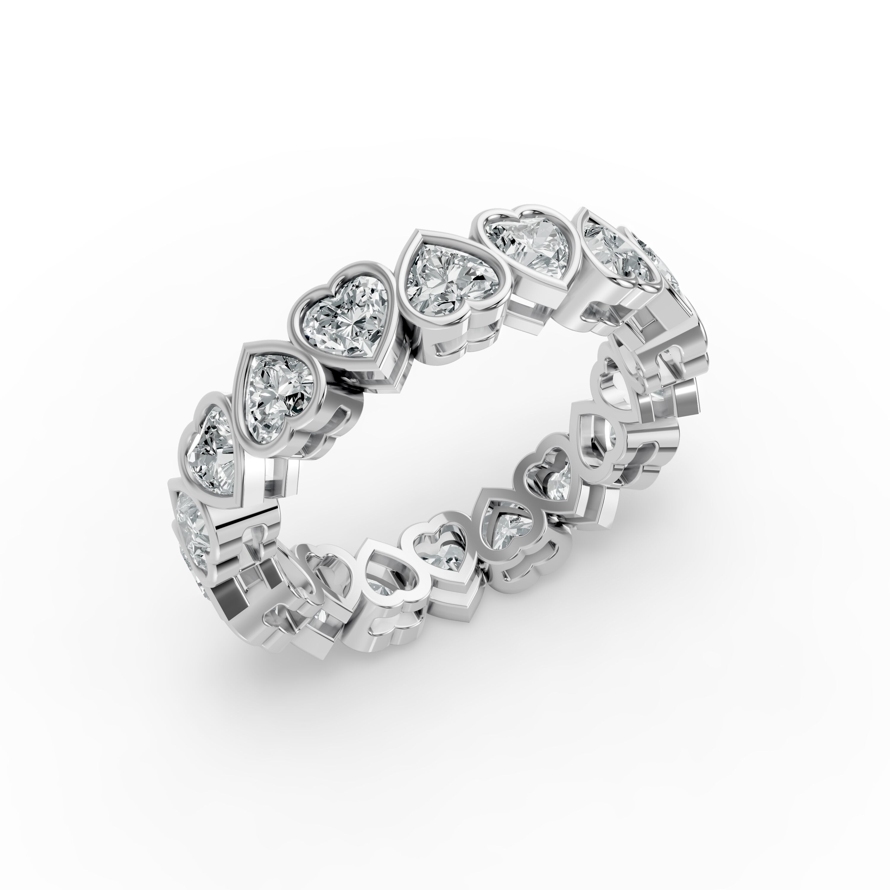 Heart Shape Diamond Eternity Bands in Gold