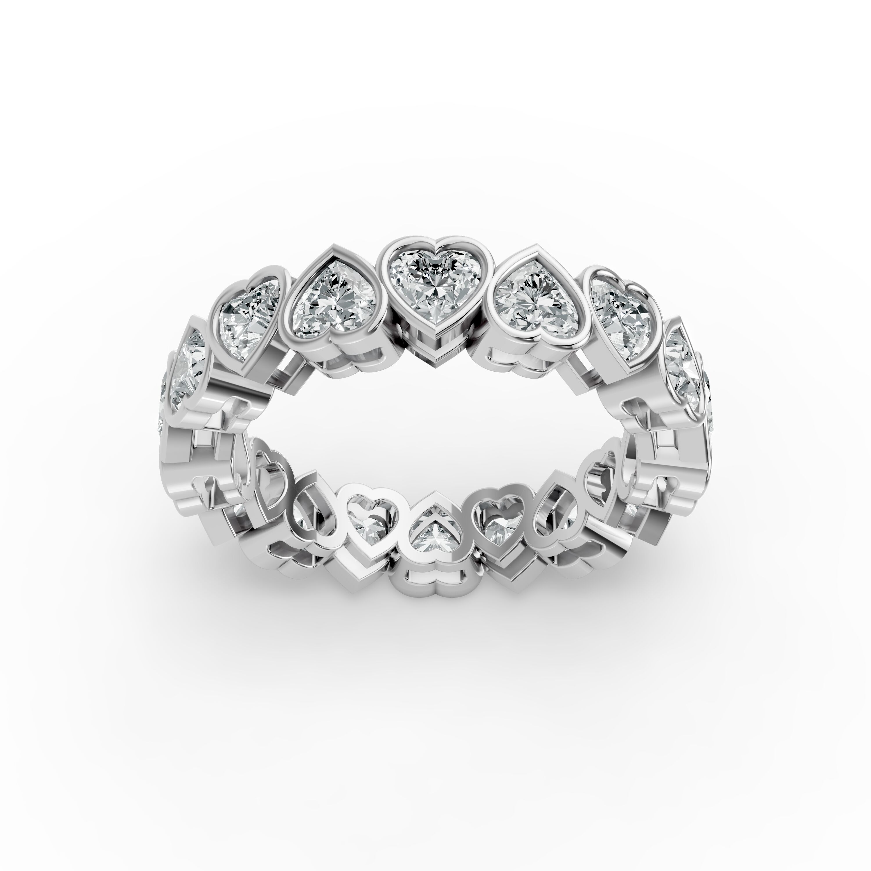 Heart Shape Diamond Eternity Bands in Gold