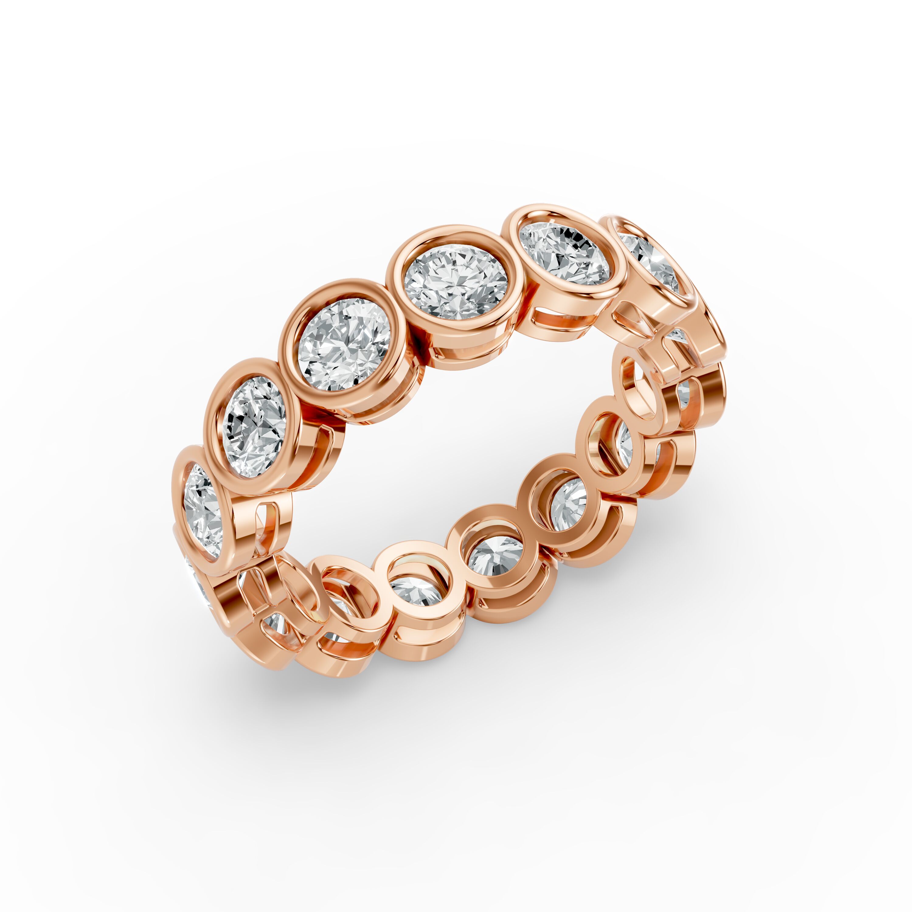 Round Shape Diamond Eternity Bands in Gold