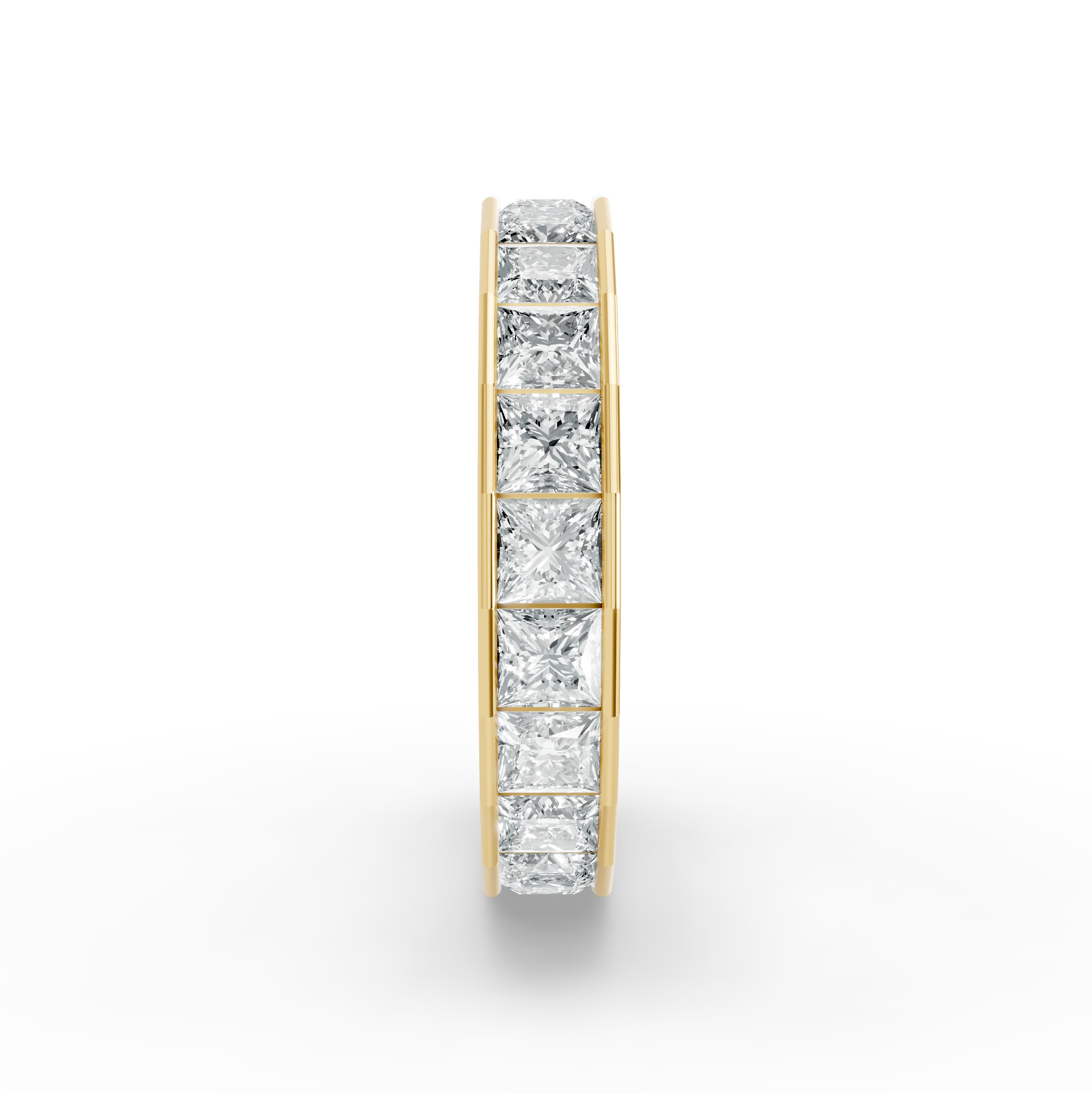 Princess Shape Diamond Eternity Bands in Gold