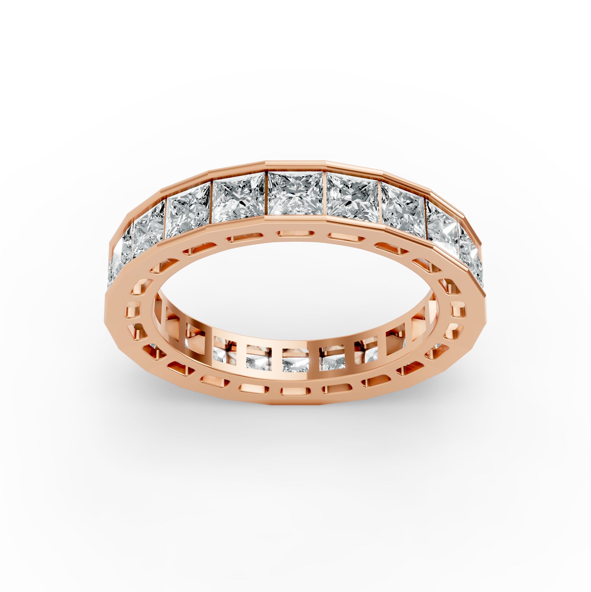 Princess Shape Diamond Eternity Bands in Gold