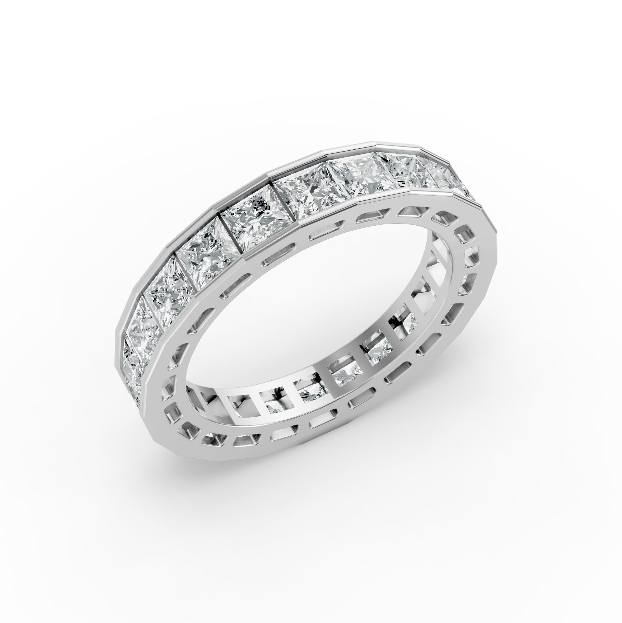 Princess Shape Diamond Eternity Bands in Gold