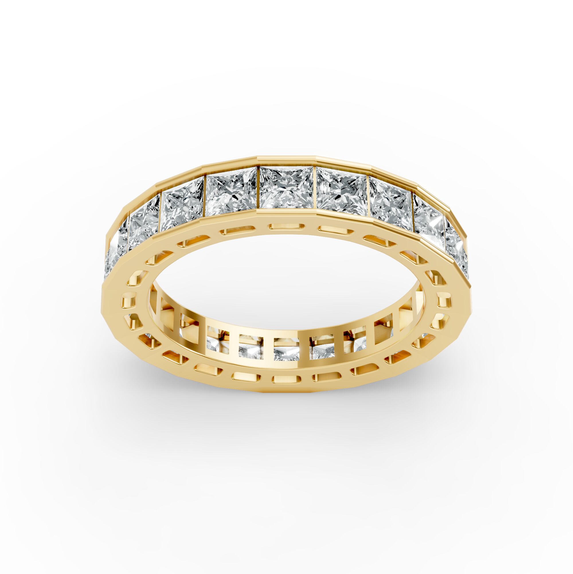 Princess Shape Diamond Eternity Bands in Gold