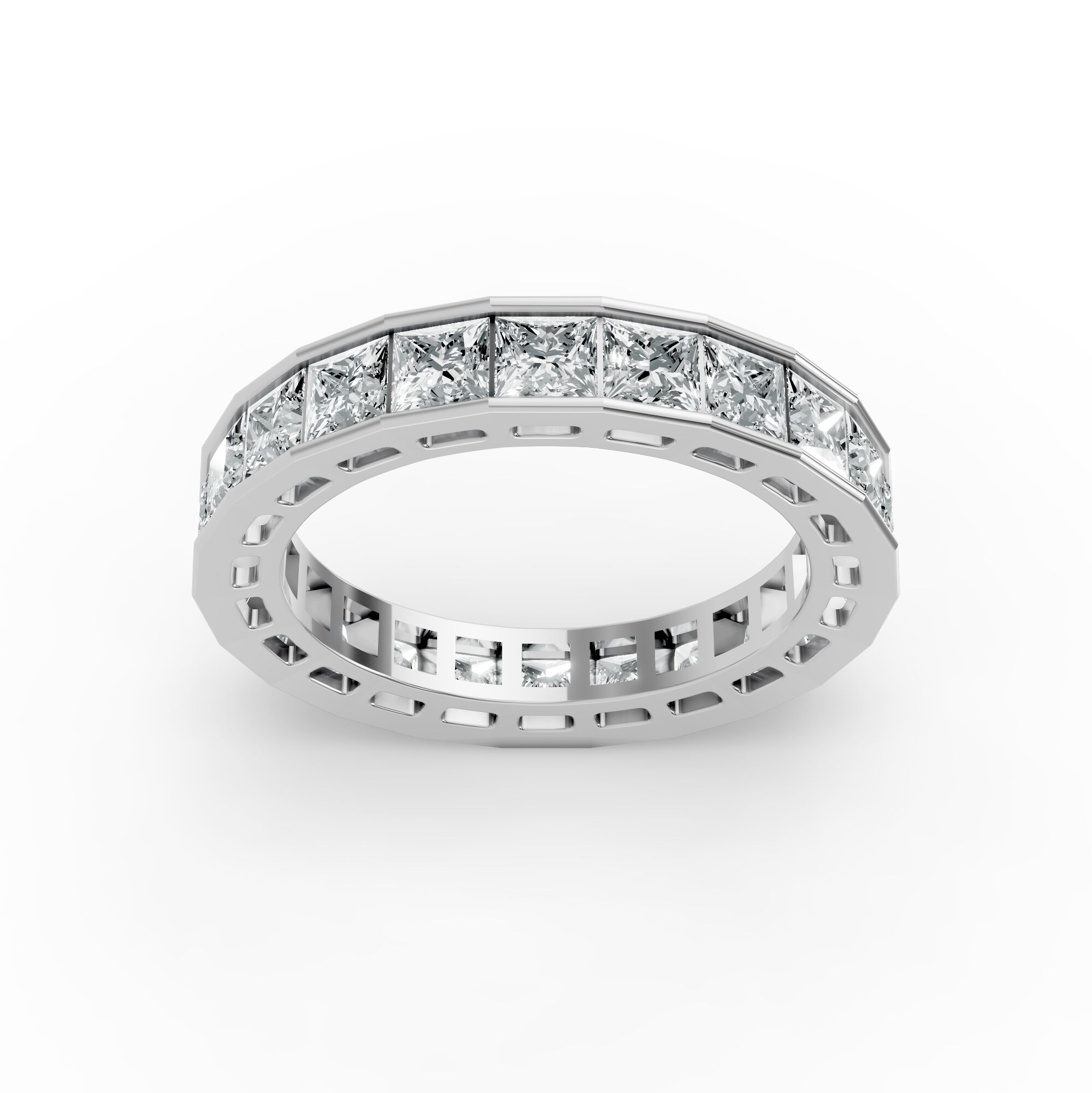 Princess Shape Diamond Eternity Bands in Gold
