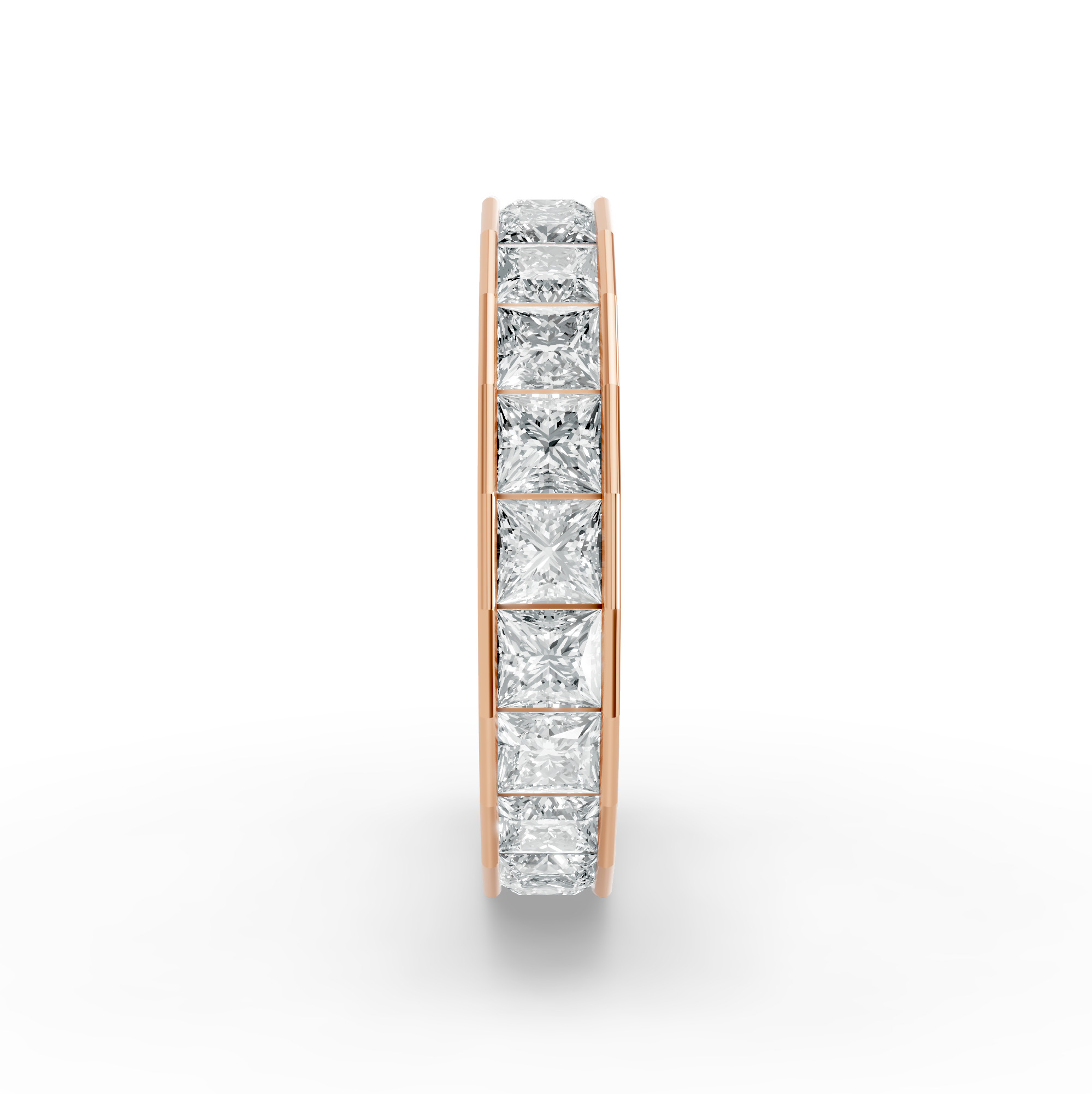 Princess Shape Diamond Eternity Bands in Gold
