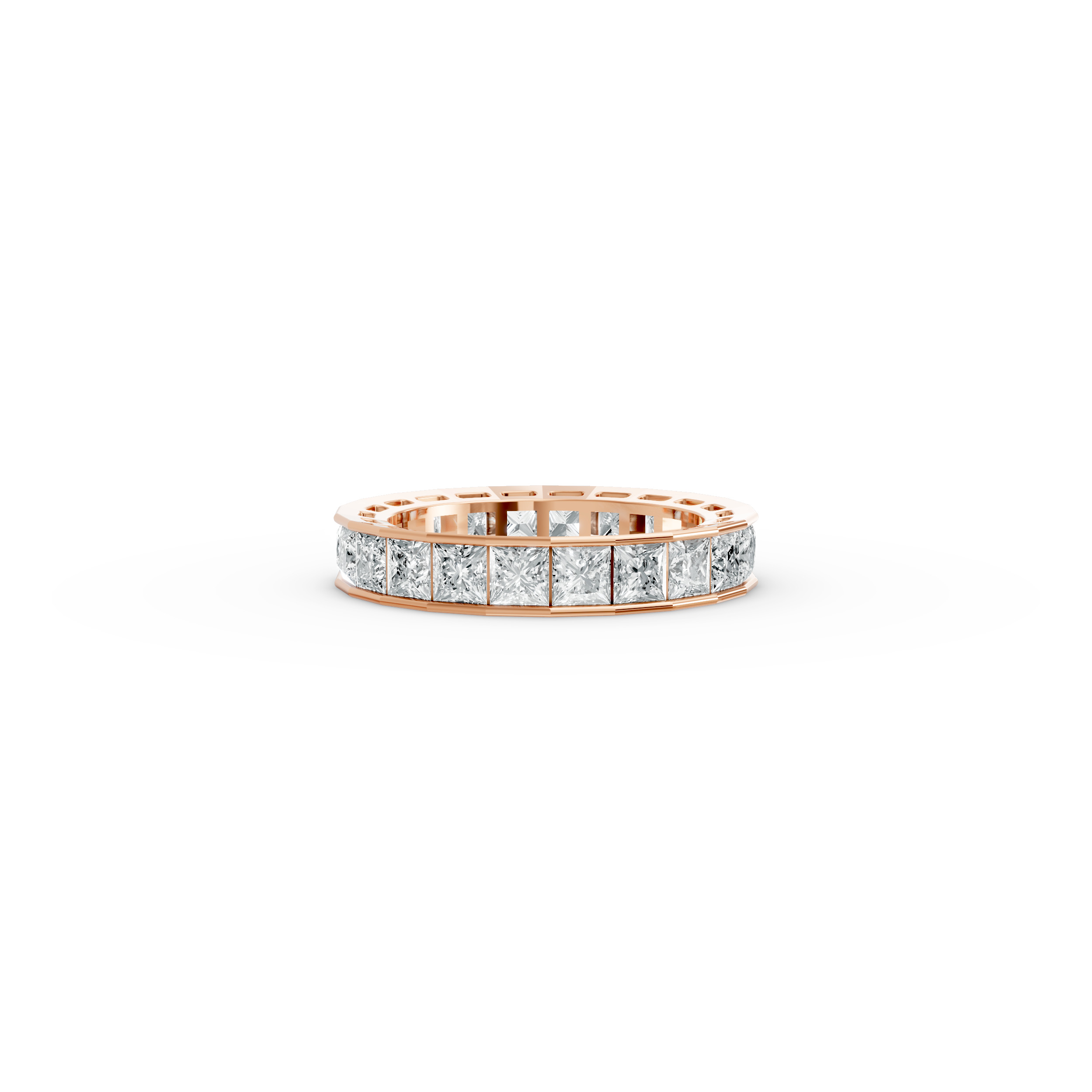 Princess Shape Diamond Eternity Bands in Gold