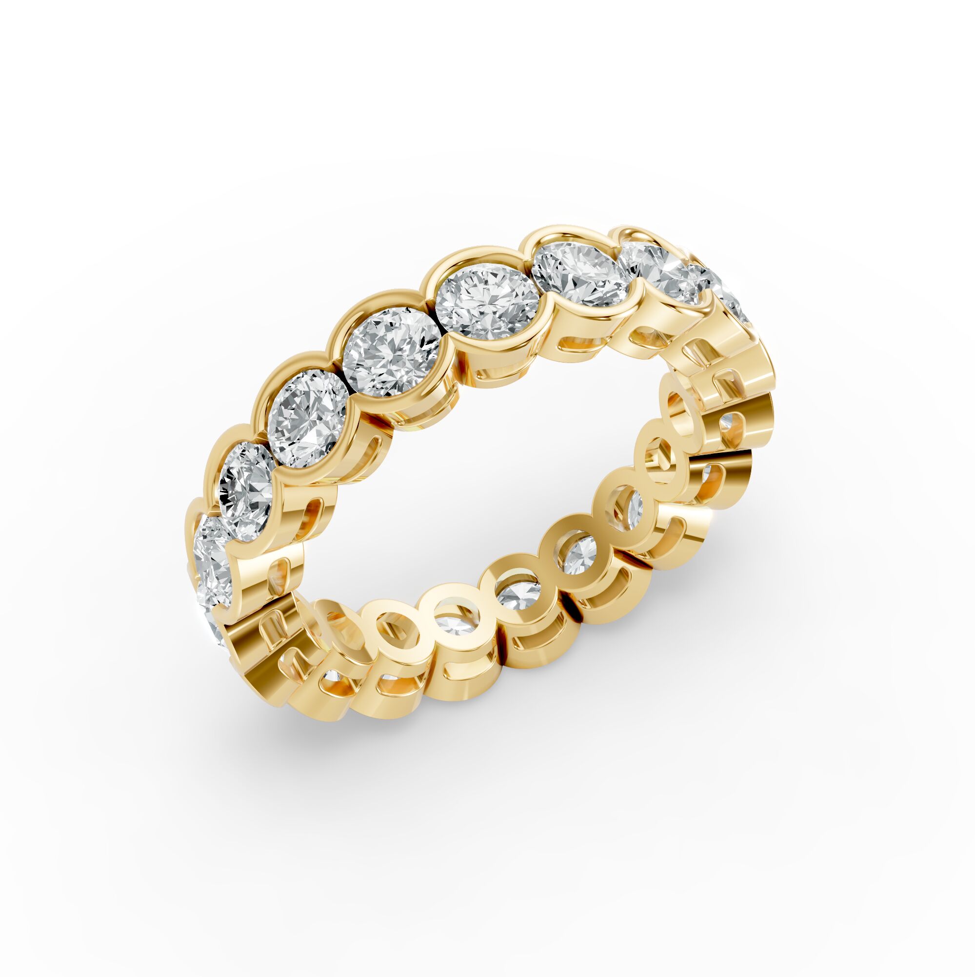 Round Shape Diamond Eternity Bands in Gold