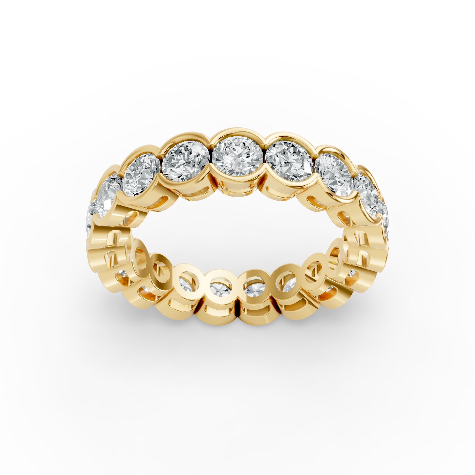 Round Shape Diamond Eternity Bands in Gold