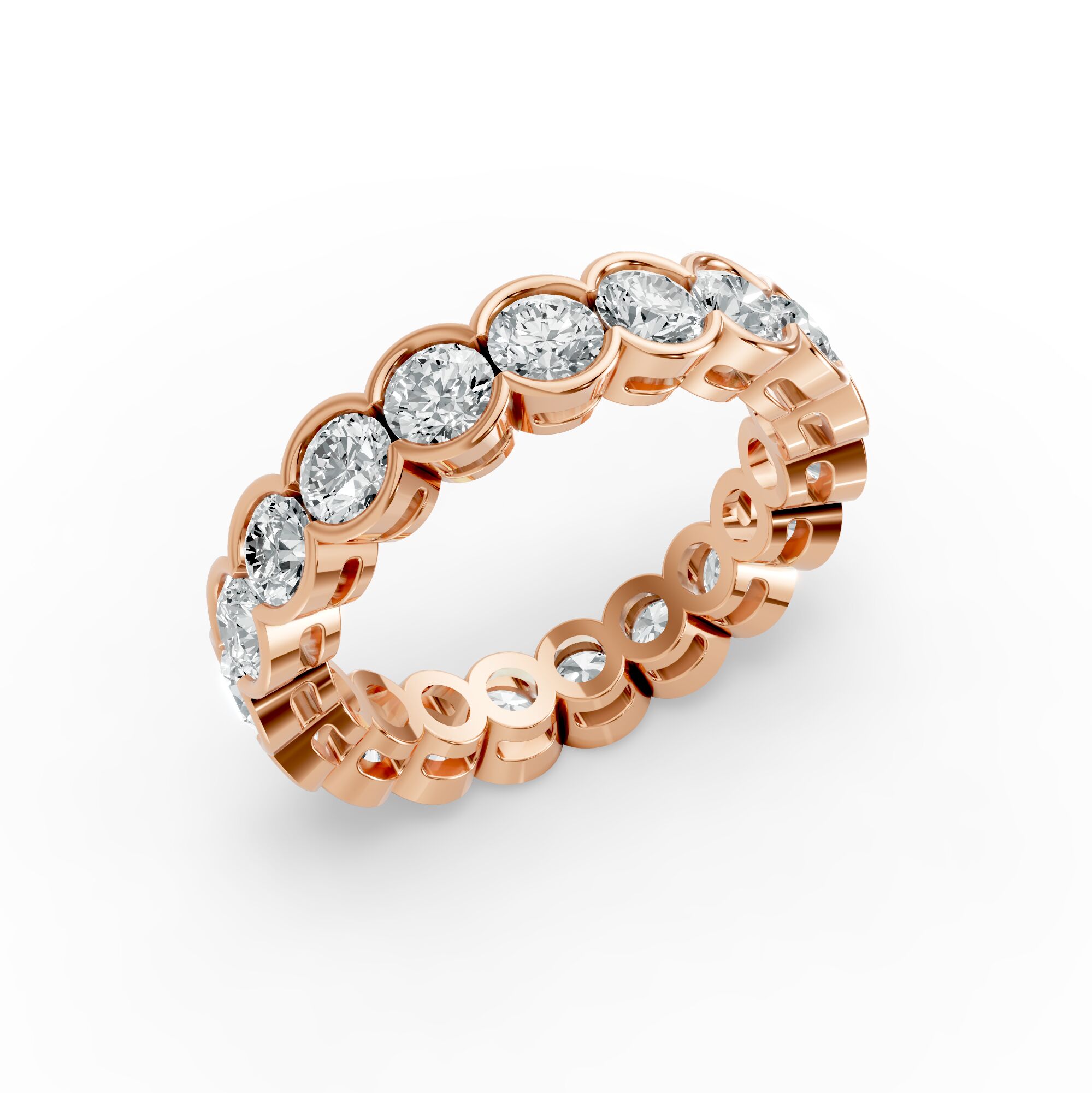 Round Shape Diamond Eternity Bands in Gold