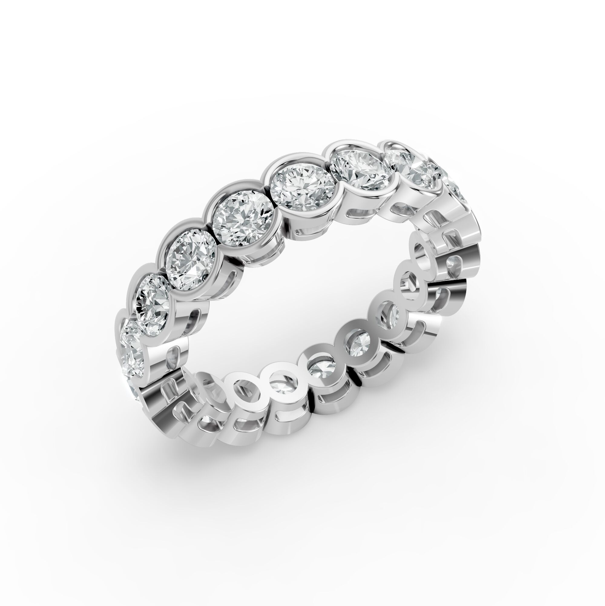 Round Shape Diamond Eternity Bands in Gold