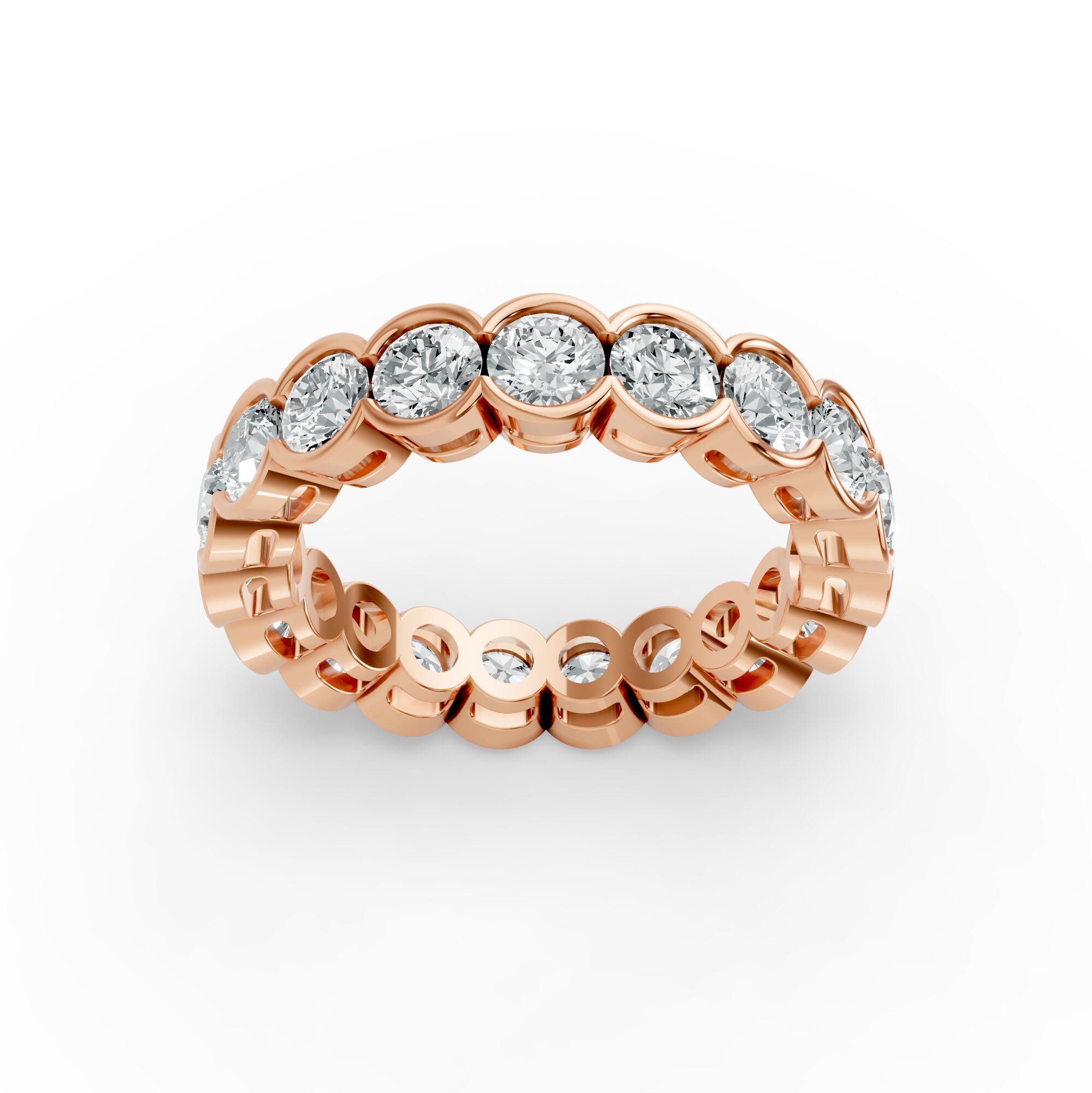Round Shape Diamond Eternity Bands in Gold