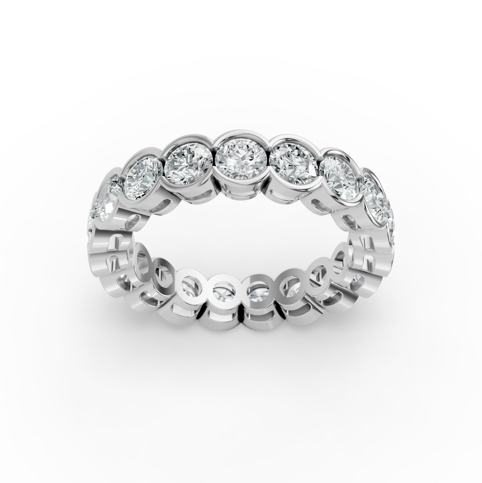Round Shape Diamond Eternity Bands in Gold