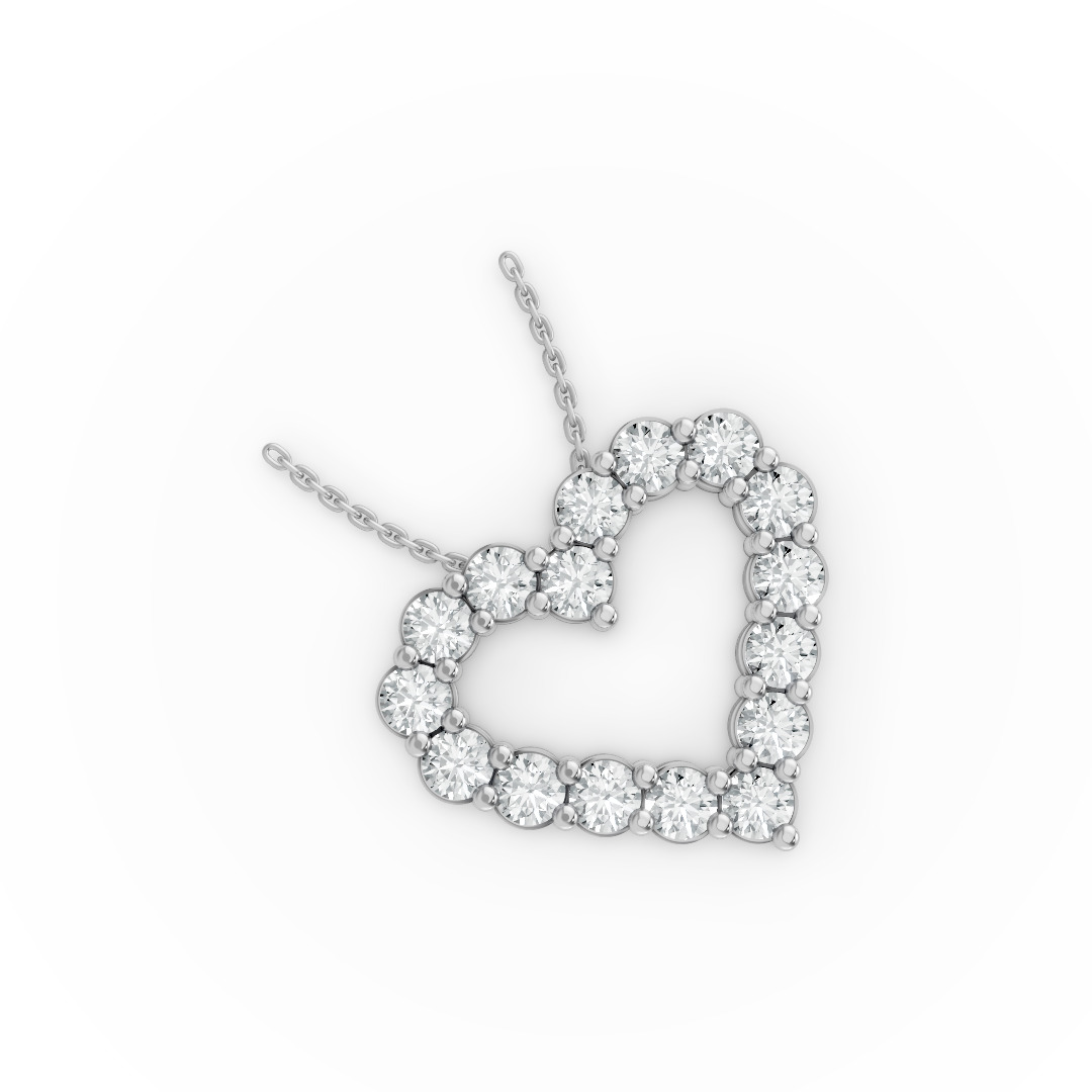 HEART SHAPE PENDANT WITH CHAIN IN SILVER