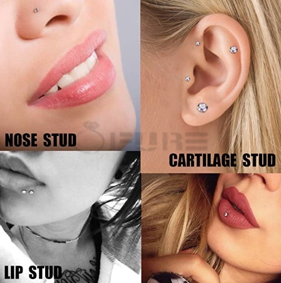 6 Fermi Per Piercing In Acrilico Trasparente 16G 6mm - Per Tragus, Helix, Labret, Anallergici E Flessibili - Foto 14